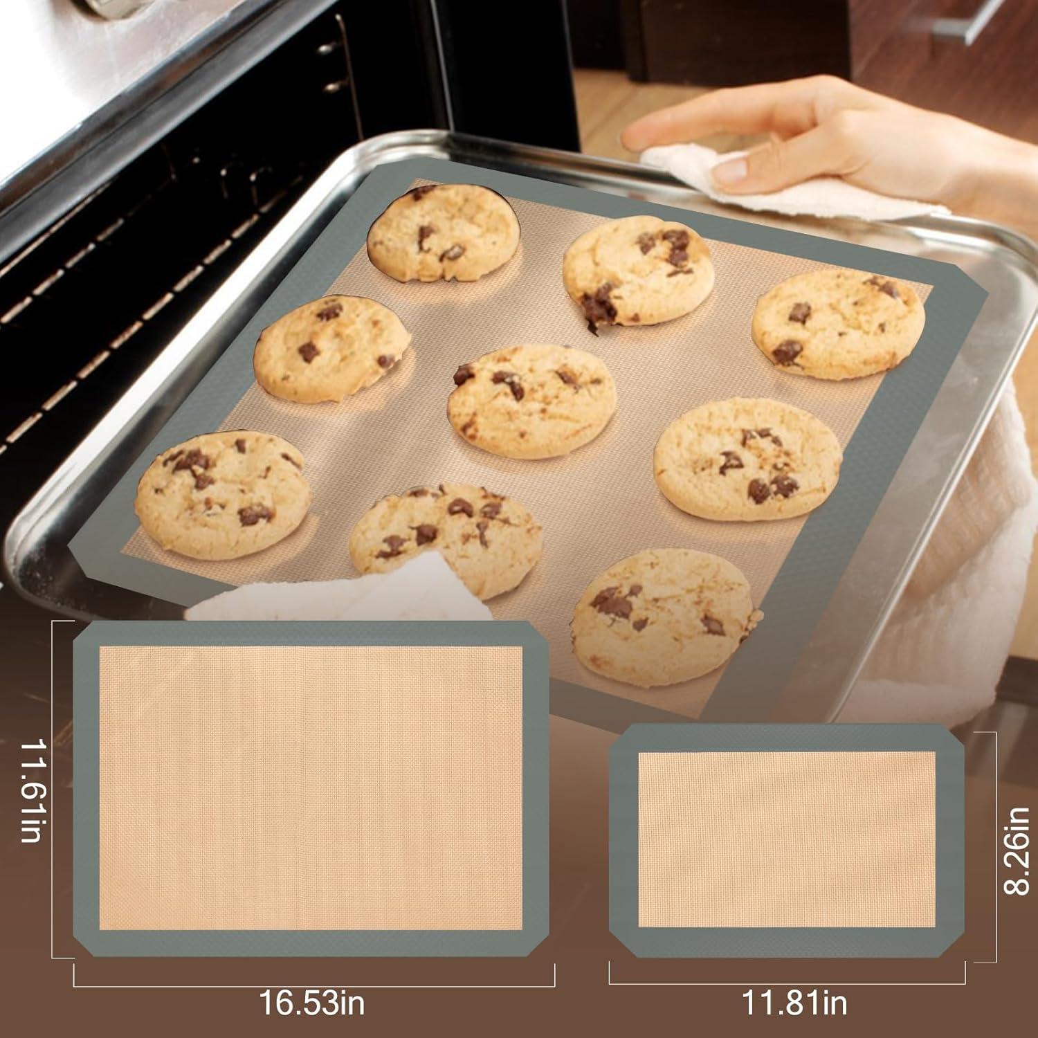 Gray Silicone Non-Stick Reusable Baking Mat Set