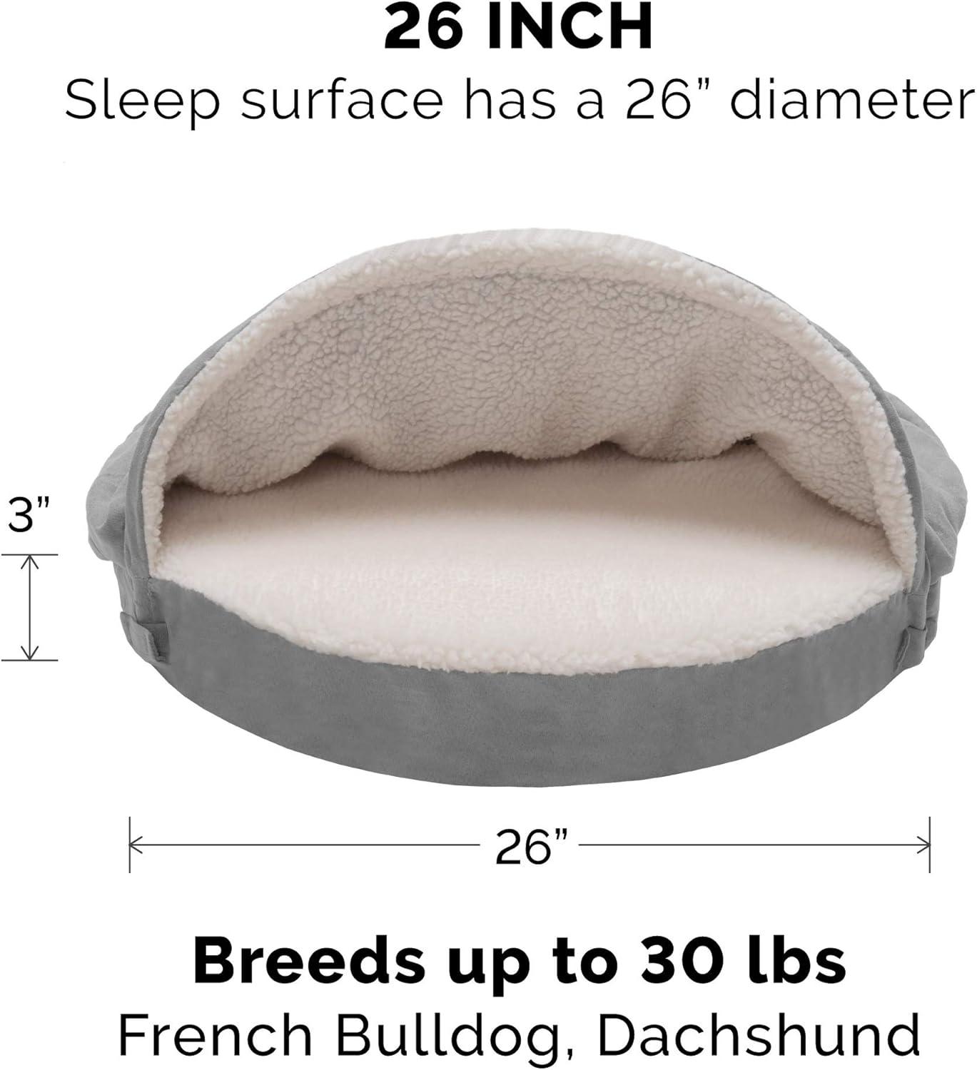 FurHaven Faux Sheepskin Round Hooded Orthopedic Dog Bed