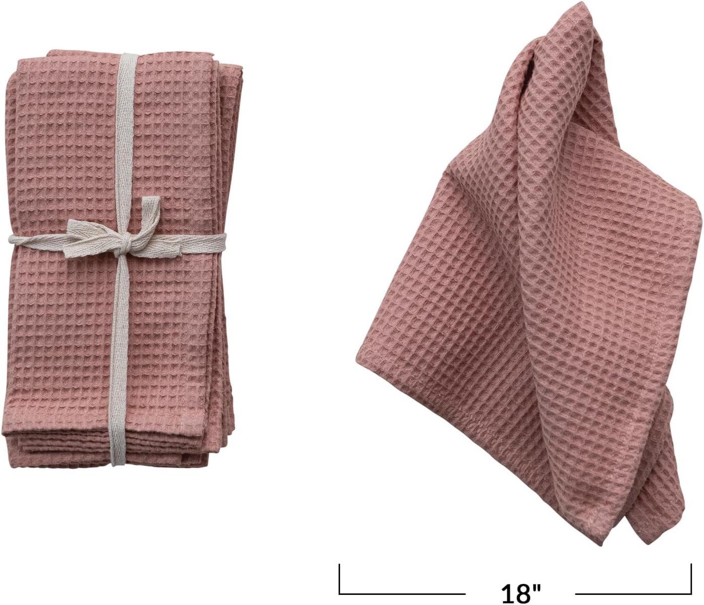 Putty Blush Woven Linen and Cotton Waffle Dinner Napkins