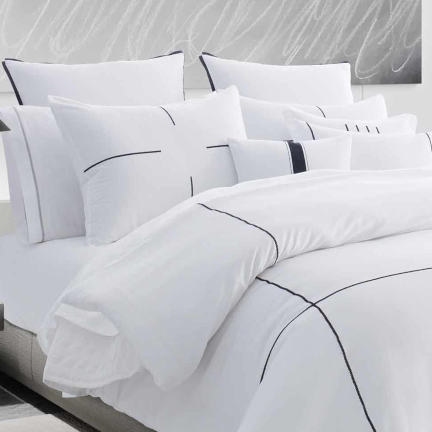 Vera Wang Zig Zag Cotton White Duvet Cover Set