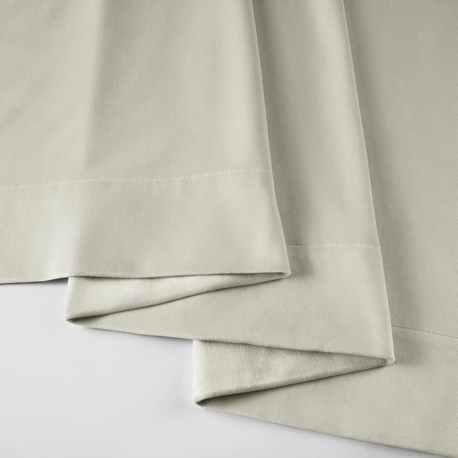 Half Price Drapes Porcelain White French Pleat Signature Velvet Blackout Curtains(1 Panel),50WX 108L