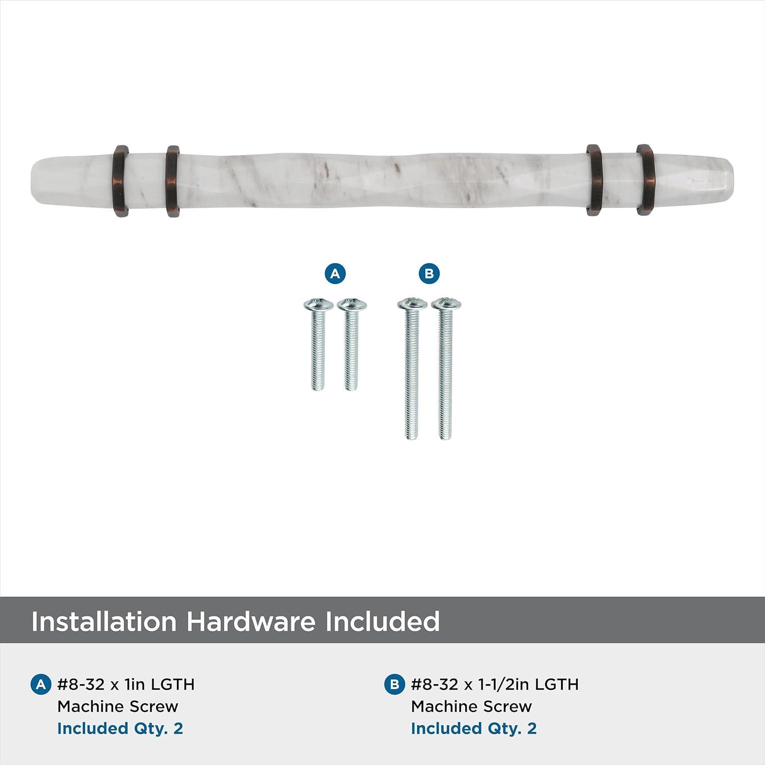 Amerock | Cabinet Pull | Marble White/Oil-Rubbed Bronze | 5-1/16 inch (128 mm) Center to Center | Carrione | 1 Pack | Drawer Pull | Drawer Handle | Cabinet Hardware