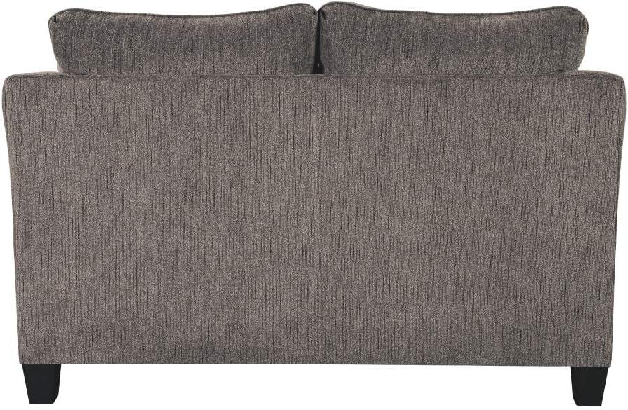 Slate Gray Microfiber Loveseat with Flared Arms and Pillows