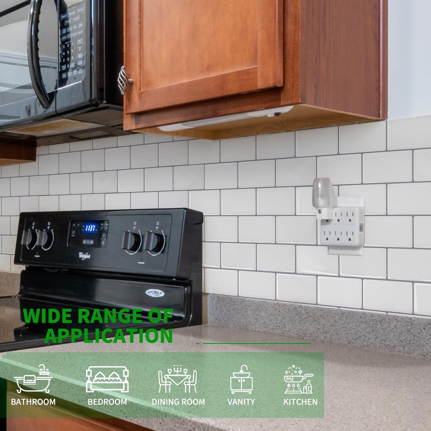 Art3d Peel and Stick Backsplash Tile, 10-Sheet Stick on Subway Tiles for Kitchem, Bathroom Back Splashes, 12"x12", Warm White with Black Grout