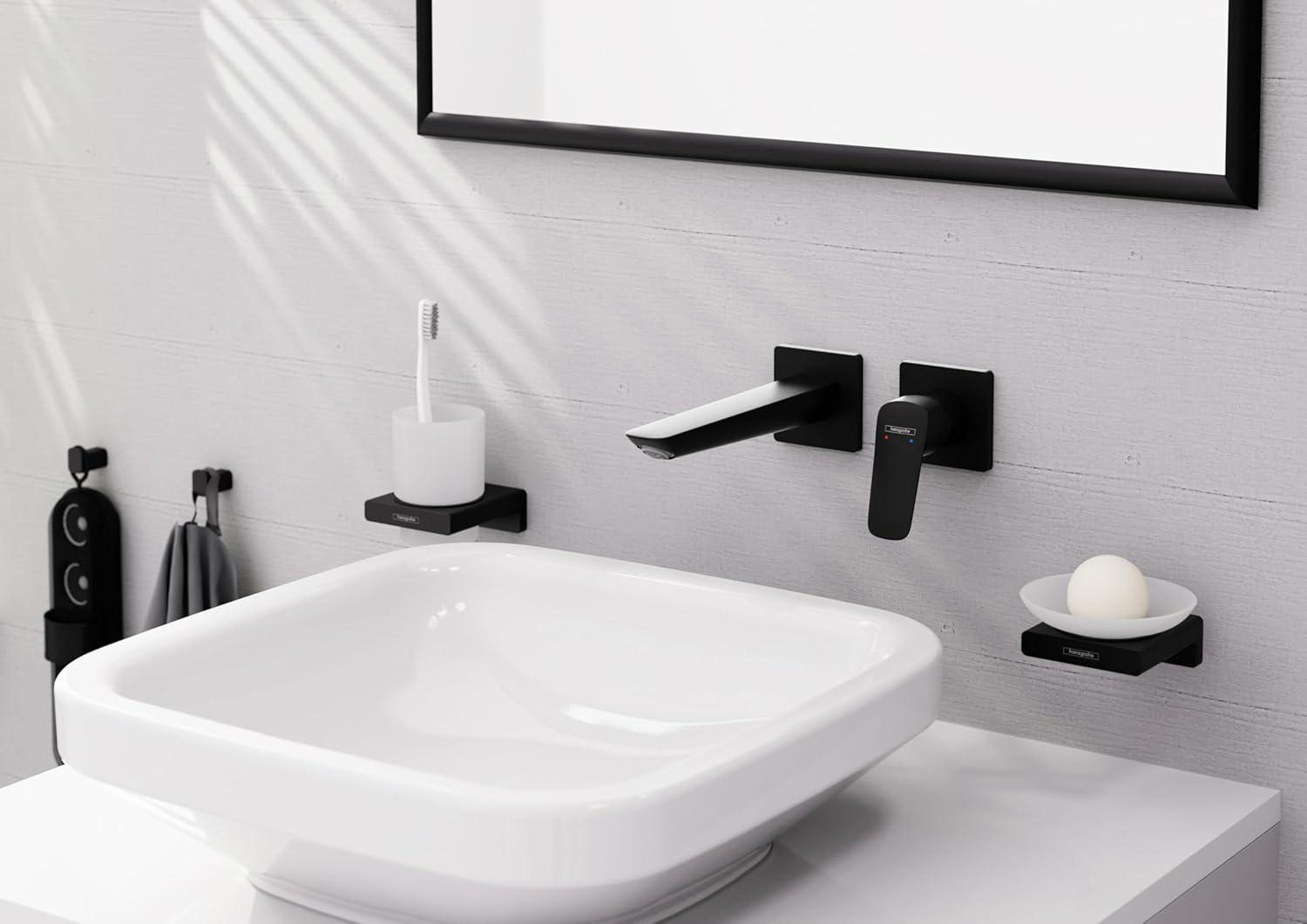 Matte Black Modern Wall-Mounted Bathroom Faucet