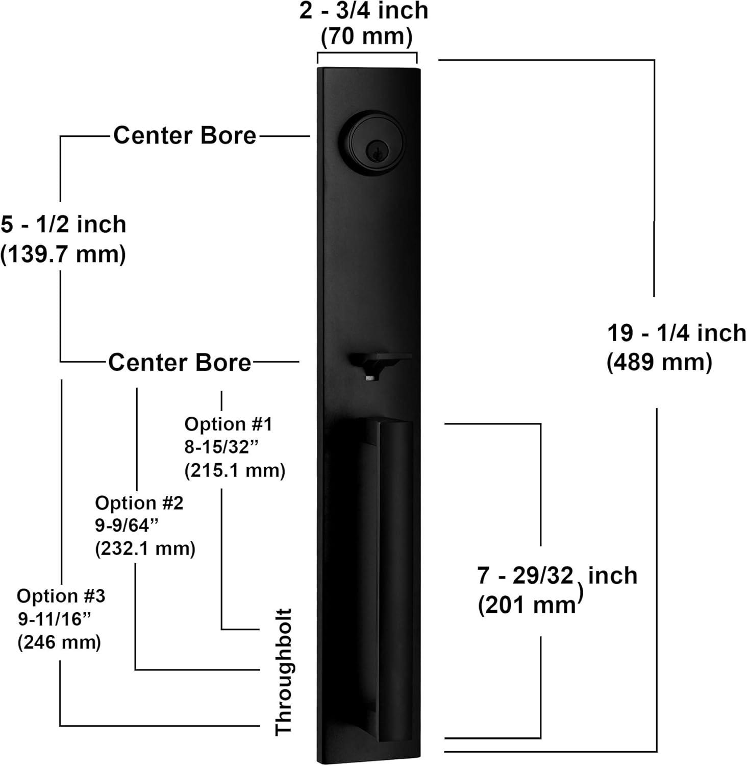 Iron Black Slim Square Front Door Handle and Deadbolt Set