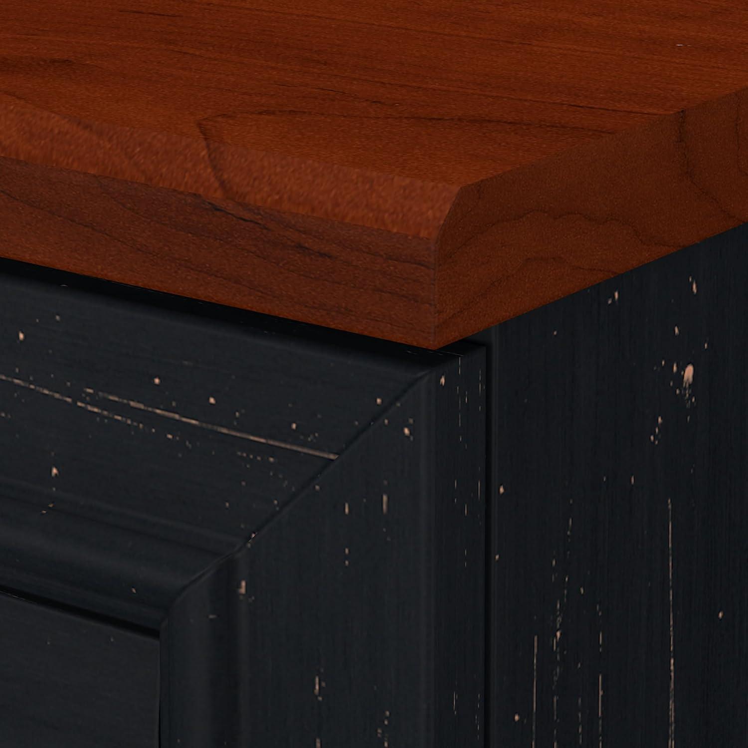 Fairview Small Storage Cabinet with Doors Black - Bush Furniture: Antique Pewter Hardware, Adjustable Shelves