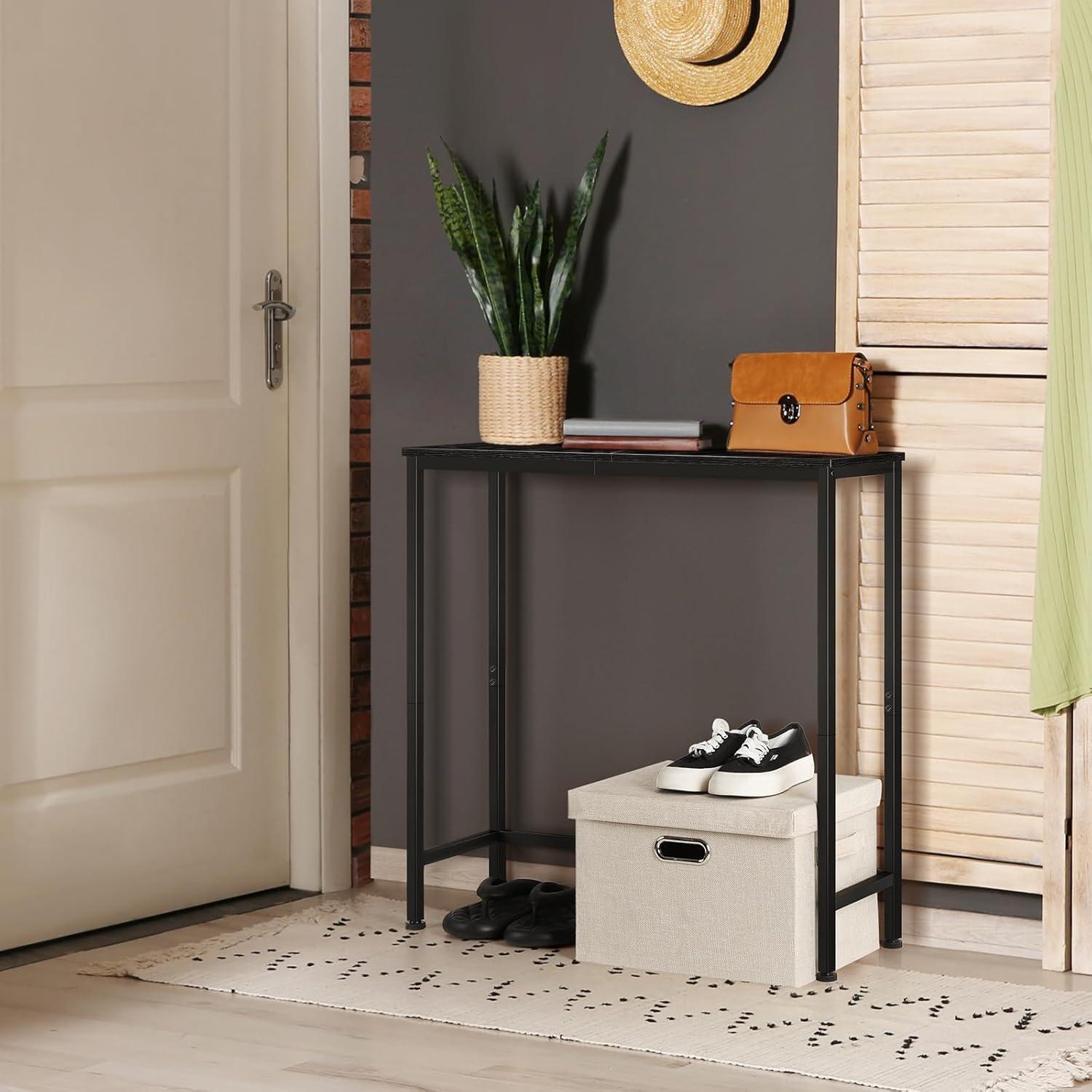 HOOBRO Narrow Console Table 29.5" Entryway Small Sofa Side Display Hallway Bedroom Foyer Black BK75XG01