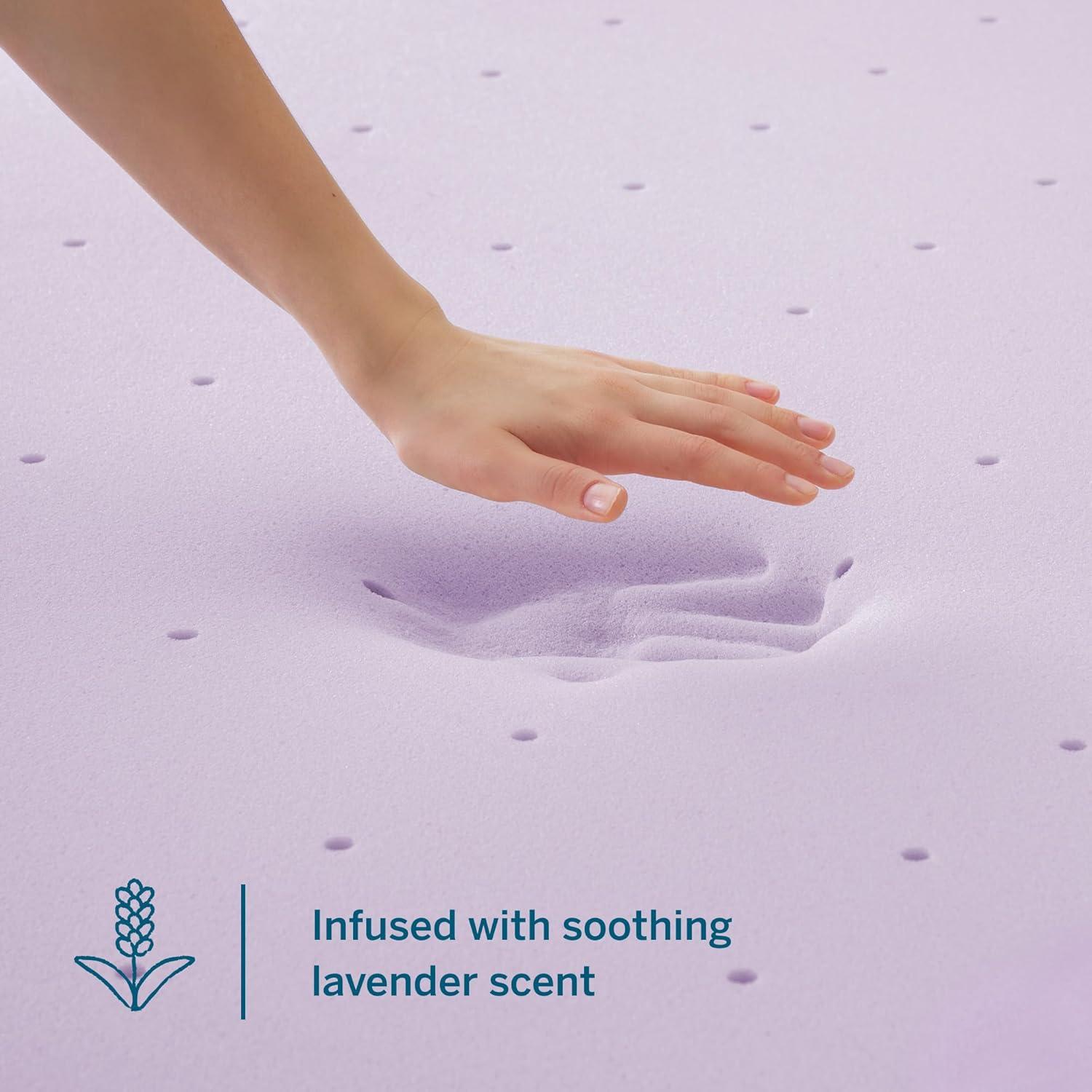 LUCID 3 Inch Lavender Infused Memory Foam Mattress Topper - Ventilated Design - Queen Size