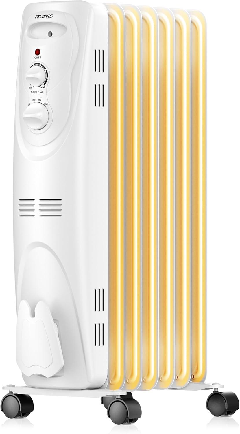 White Electric Oil-Filled Radiator Heater with Thermostat