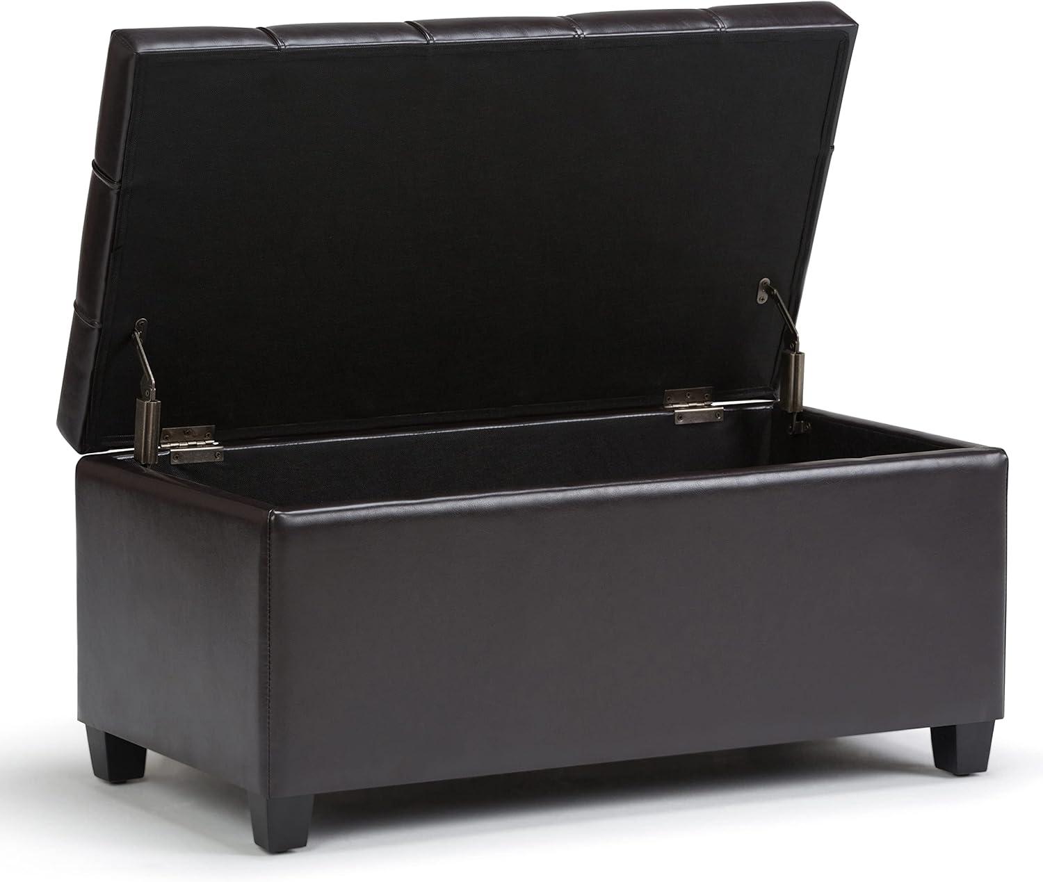 Simpli Home Sienna 33"W Upholstered Storage Ottoman Bench with Lift-Up Tufted Top