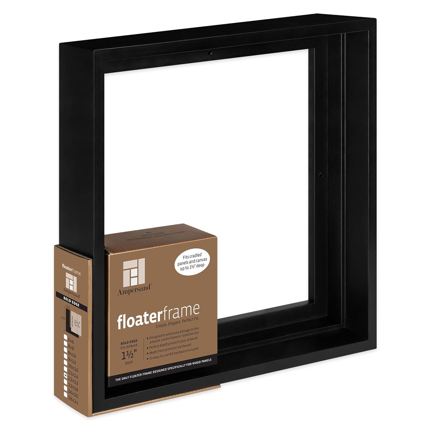 Ampersand Art Floaterframe, Bold Edge, 1-1/2", 12" x 12", Black