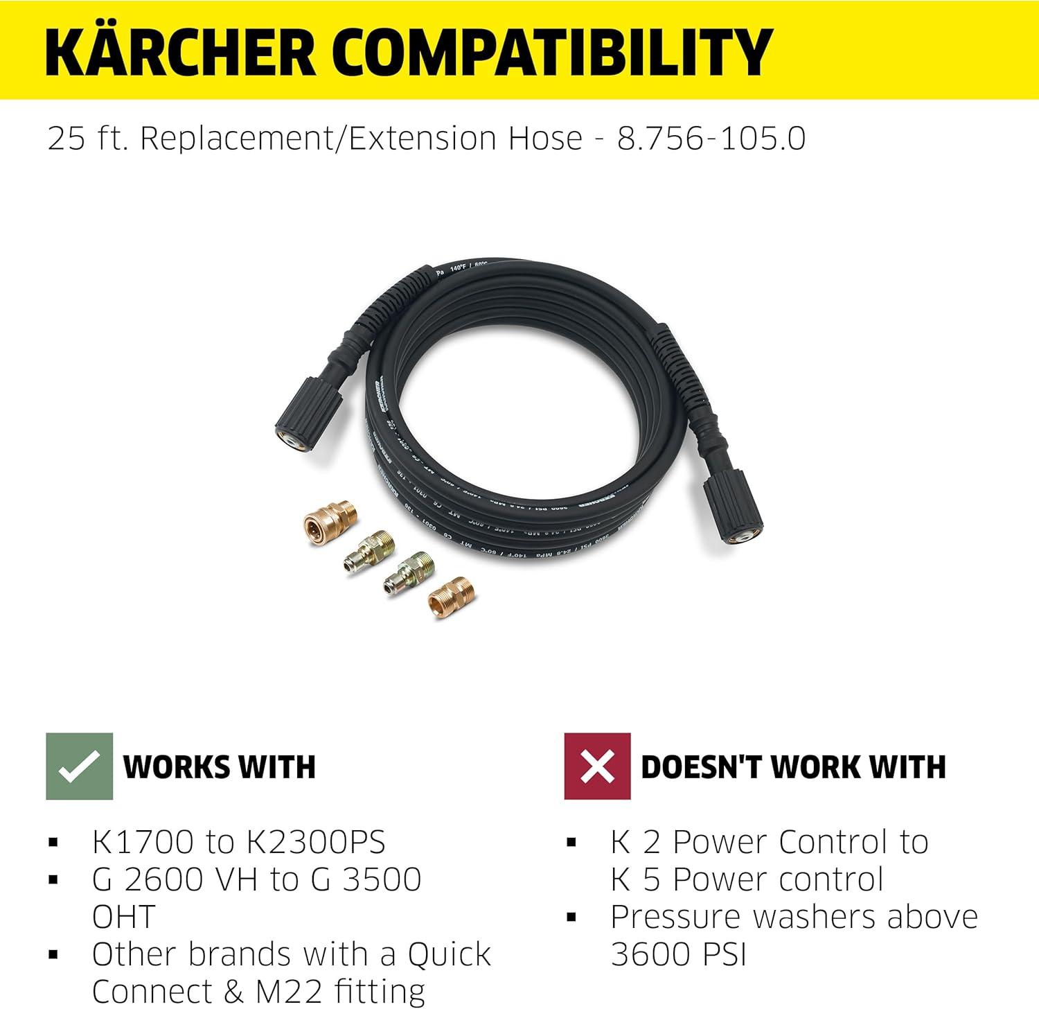 Karcher 25 ft. Replacement Hose for Gas and Electric Pressure Washers, 3600 PSI Rating