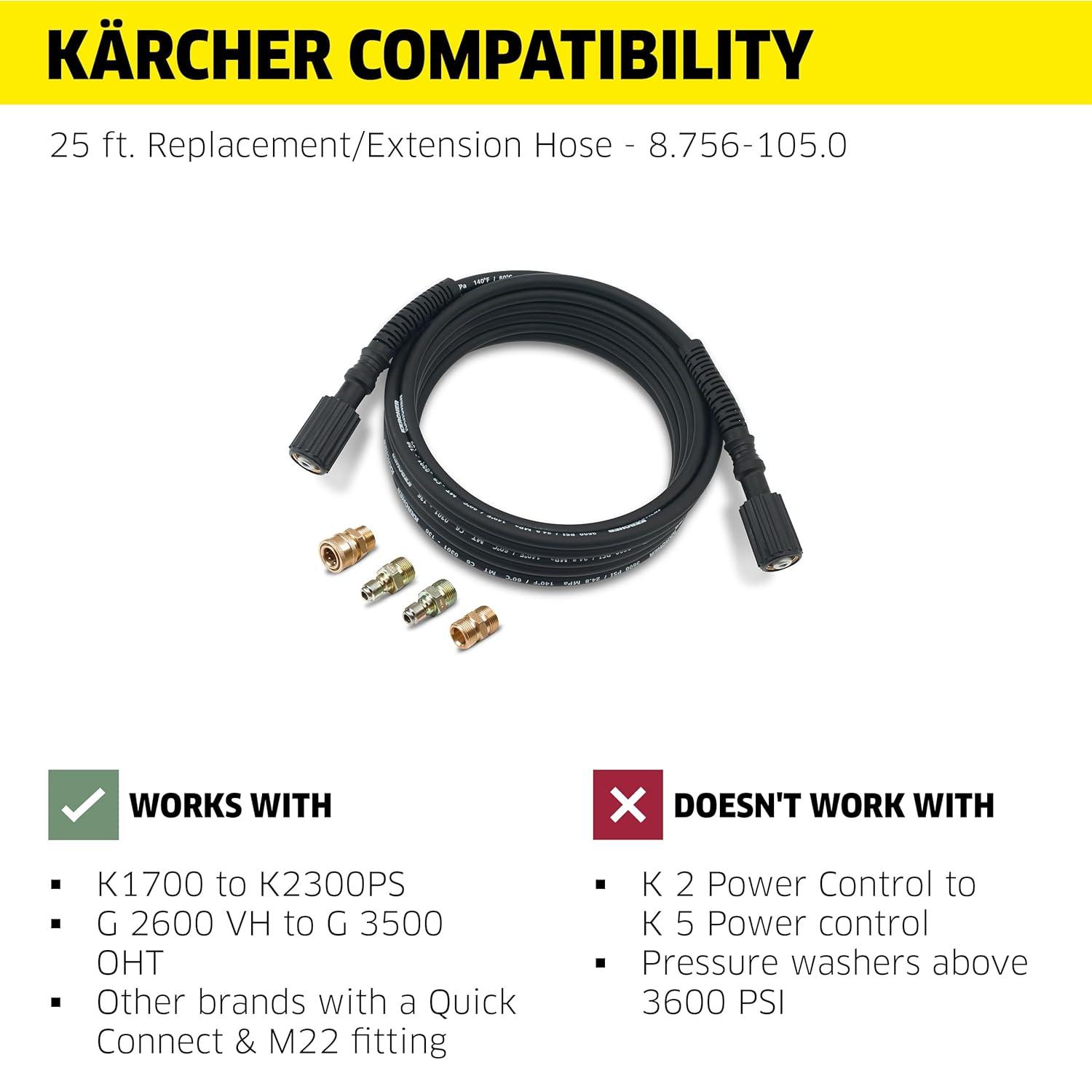 Karcher 25 ft. Black Rubber Pressure Washer Extension Hose