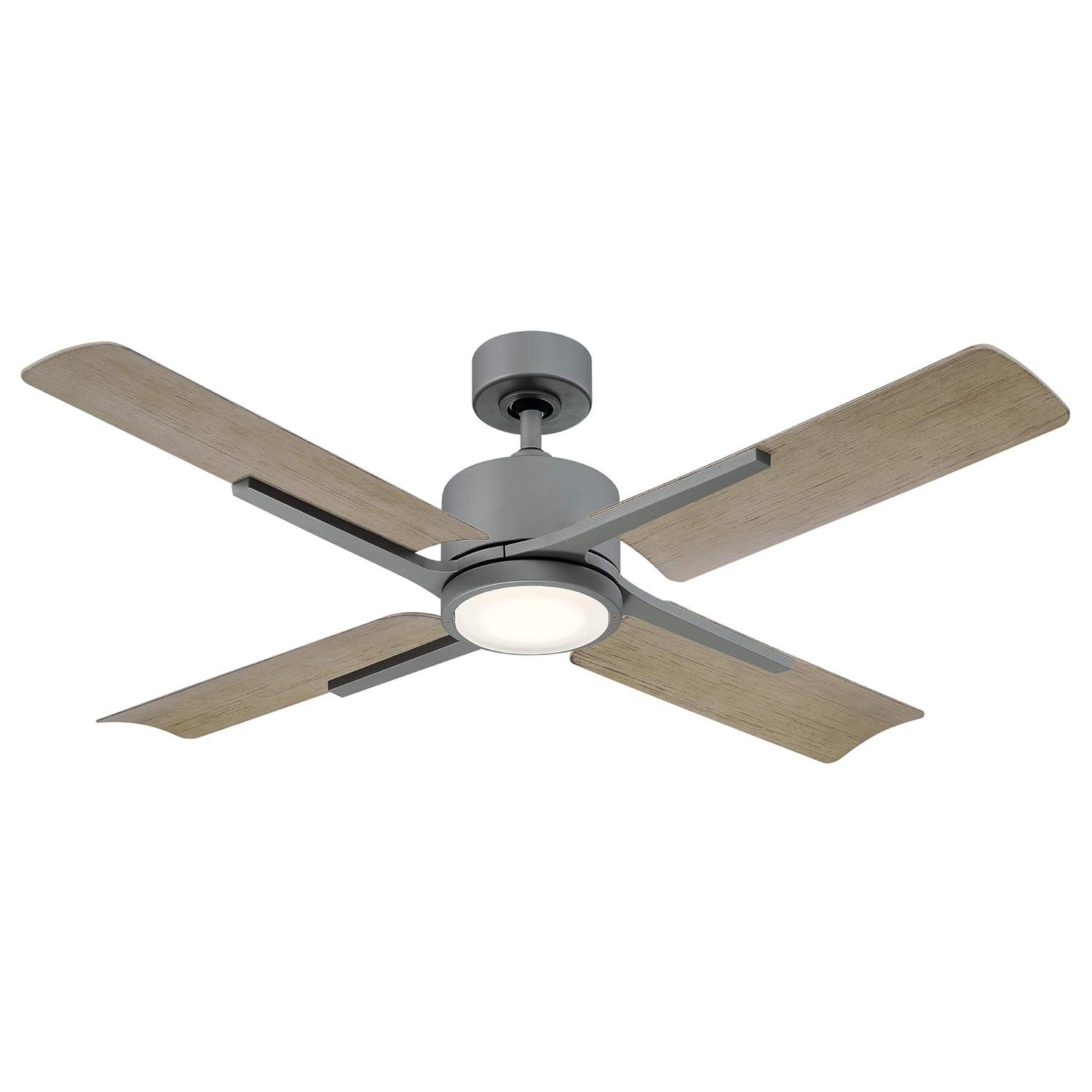 Cervantes Indoor and Outdoor 4-Blade Smart Ceiling Fan 56in Graphite Weathered Gray with 3000K LED Light Kit and Remote Control