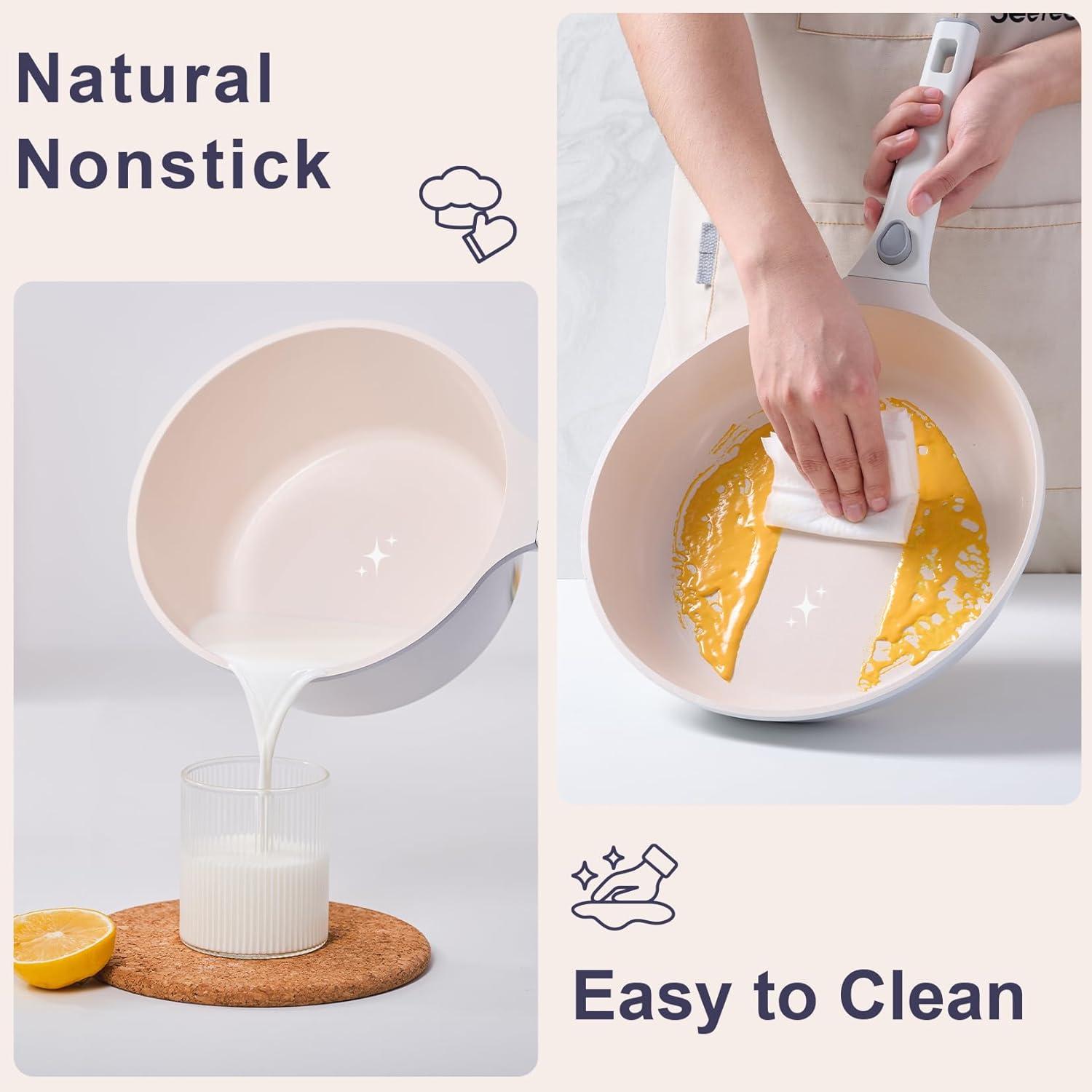 JEETEE 22pcs NonStick Ceramic Induction Cookware Sets, Pots and Pans With Removable Handles, Kitchen Non Toxic Pot Sets PFAS & PFOA Free