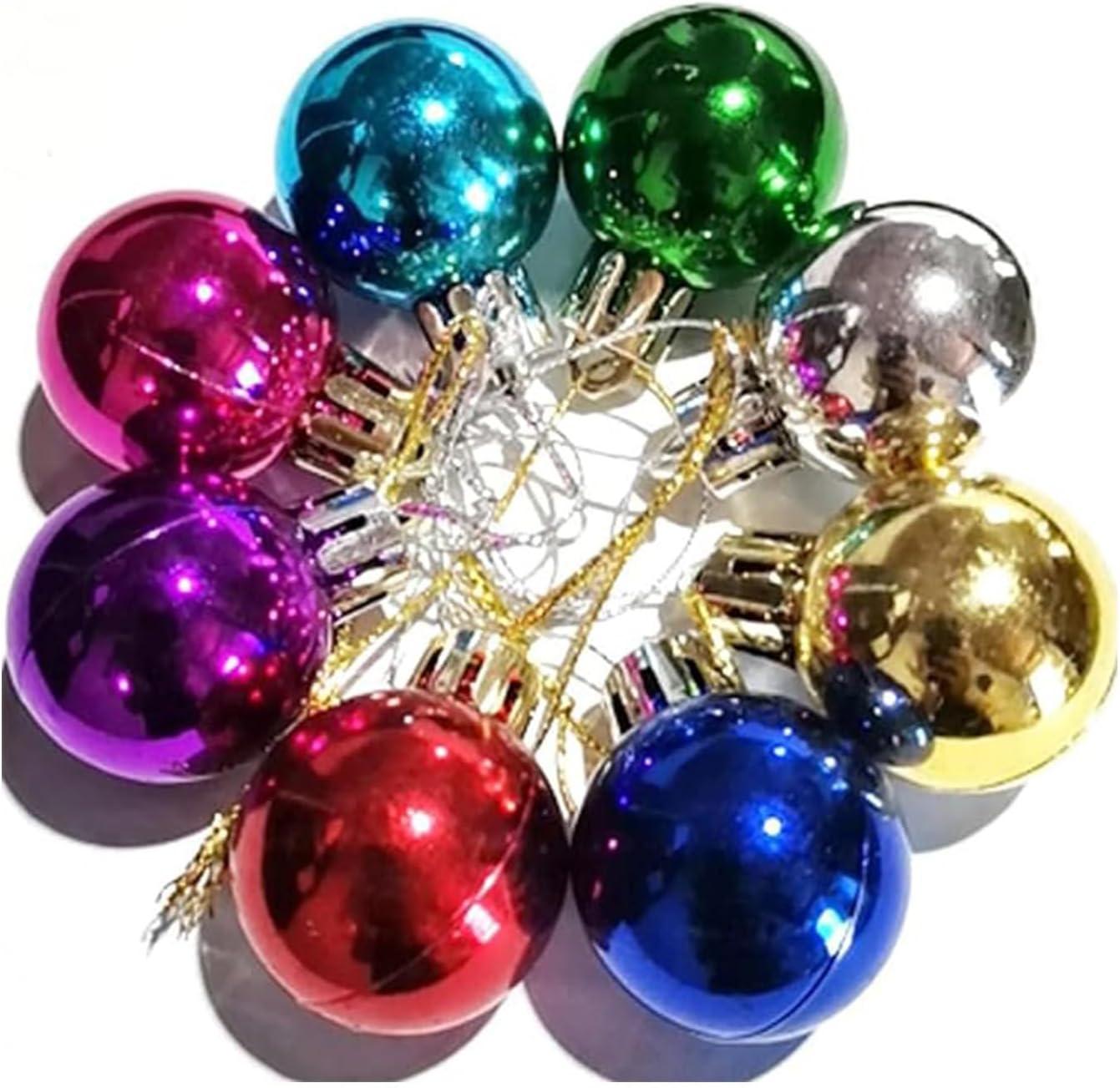 1.2 Inches Colored Christmas Balls Decoration Living Room Garden Ornaments Mini Glitter Ball Door Wall Xmas Tree Decor Supplies 24 Pack Set of 8