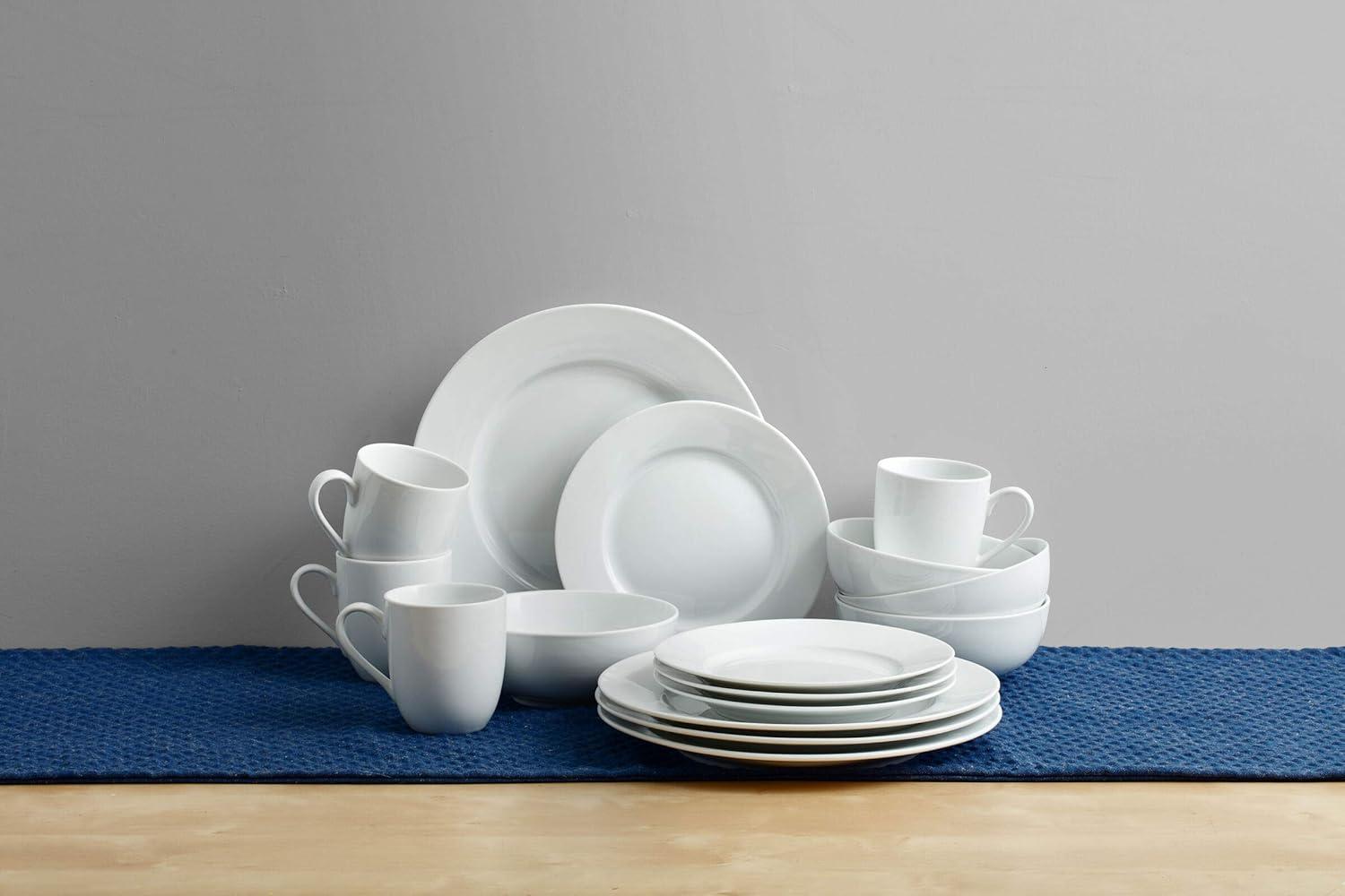 White Porcelain 16-Piece Dinnerware Set for 6