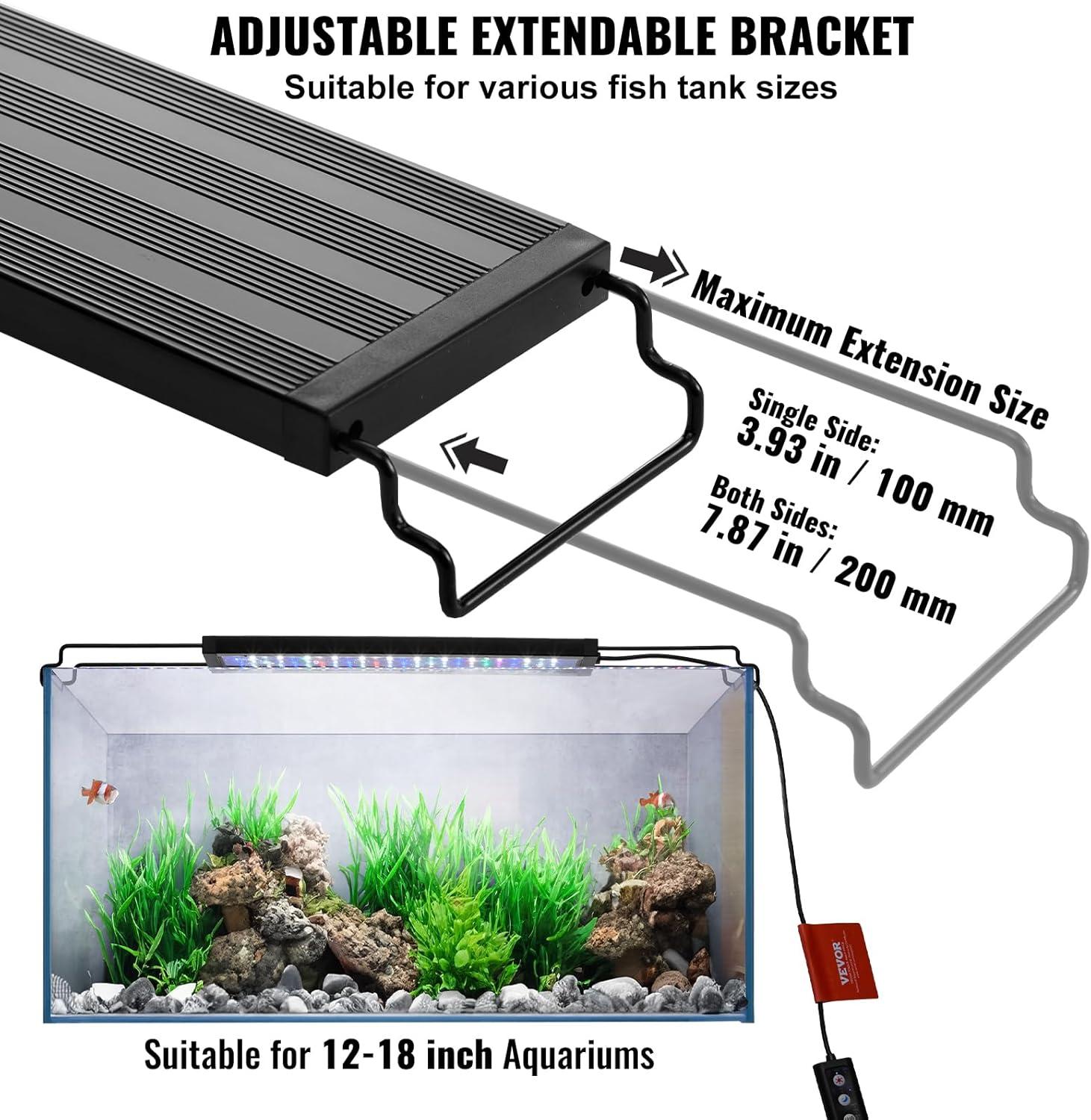 Black Full Spectrum LED Aquarium Light with Adjustable Timer