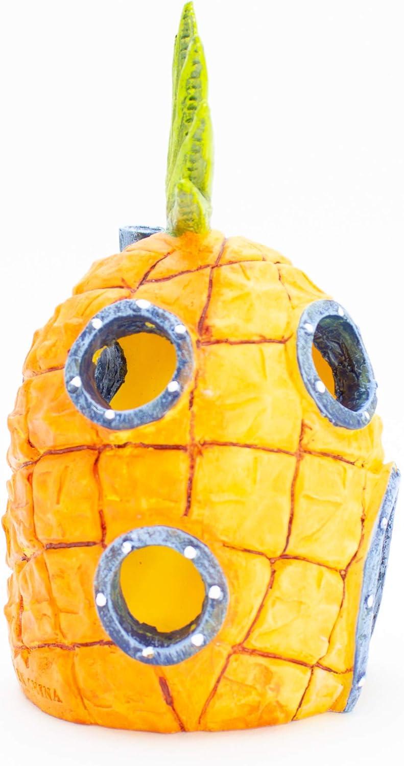 Penn-Plax SpongeBob Pineapple Home Aquarium Decor, Yellow & Orange Resin - 3" x 3.25" x 5.25"