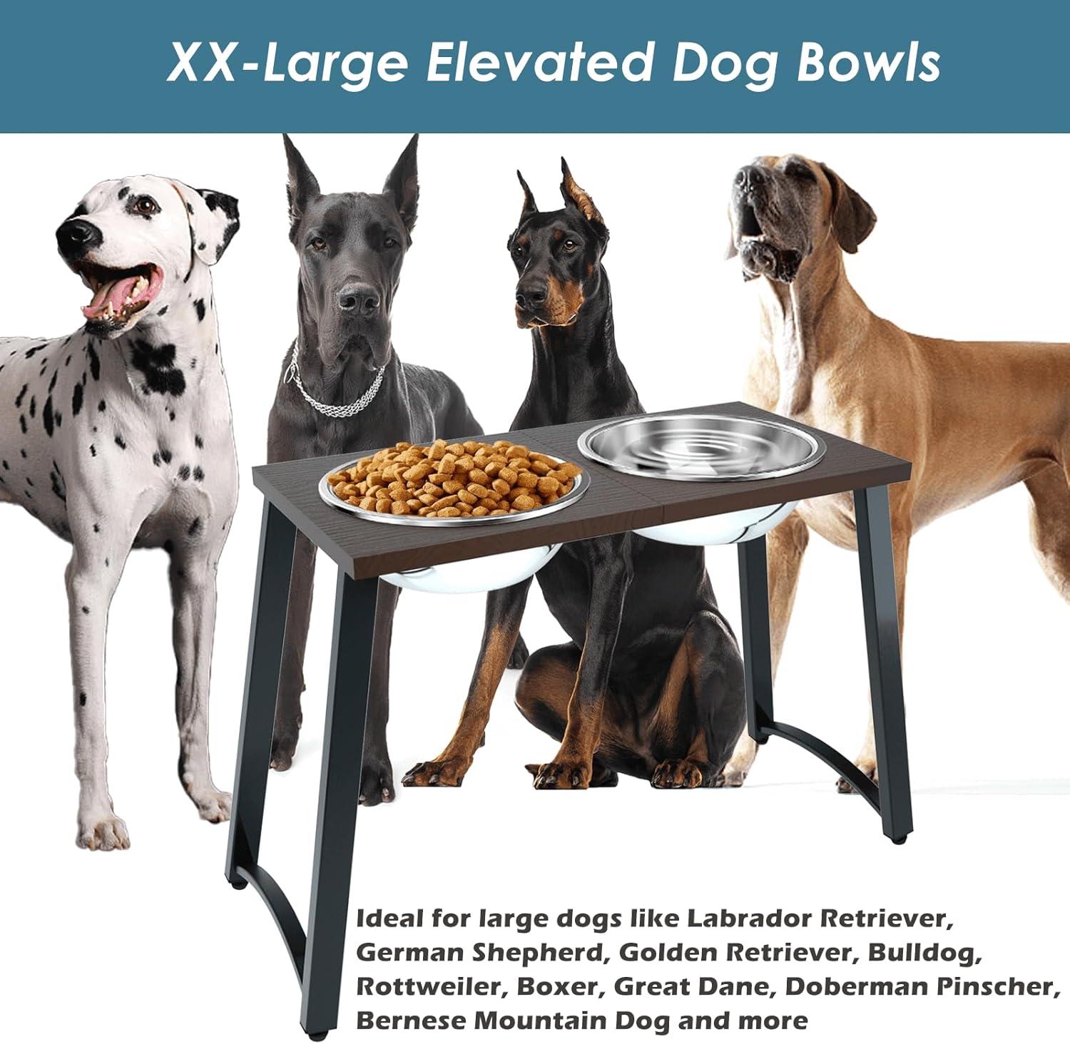 Extra Large Elevated Dog Bowls for XX-Large Dogs with Two 3000ML Dog Food Bowls, Raised Dog Bowl Stand for 𝐗-𝐋𝐚𝐫𝐠𝐞 & 𝐗𝐗-Large Breeds, Adjustable Dog Bowls Elevated with Non-Slip Mat