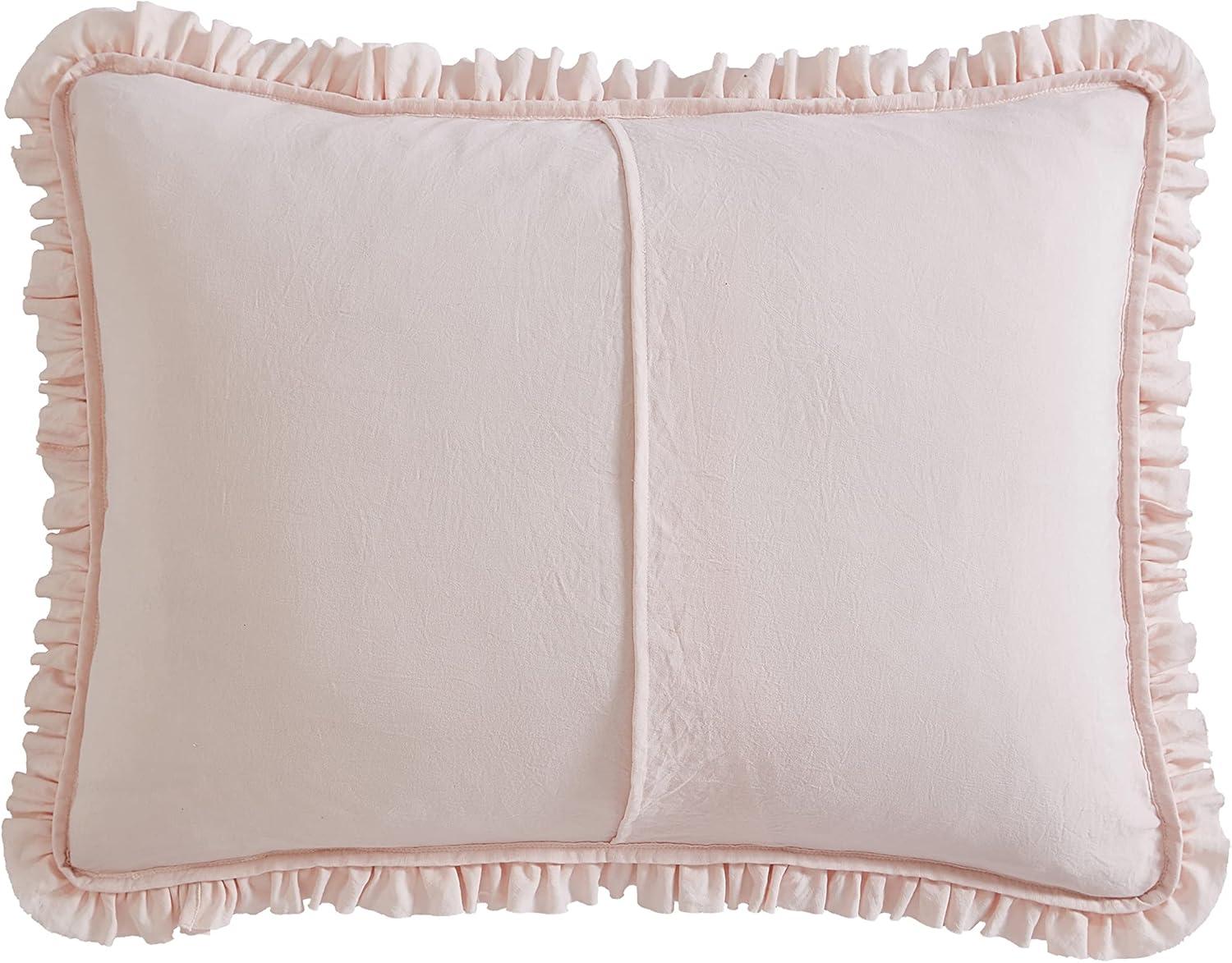 Laura Ashley Hailee Solid Pink Cozy Quilt Set