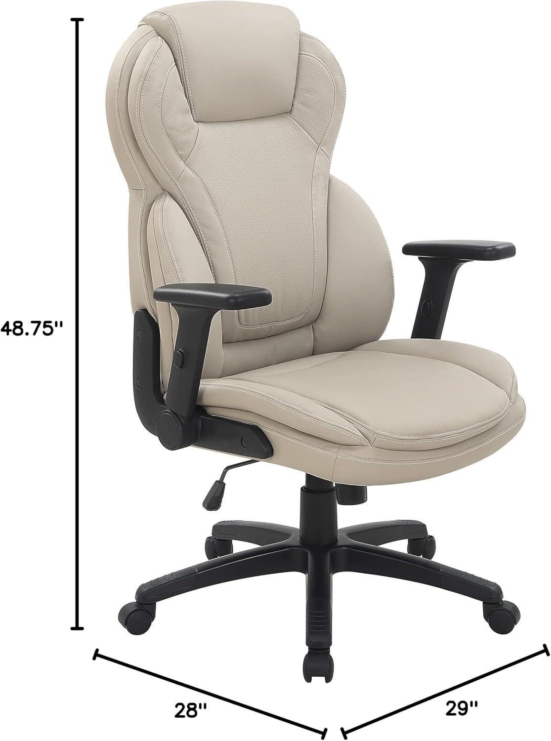 Executive High Back Taupe Gray Bonded Leather Office Chair