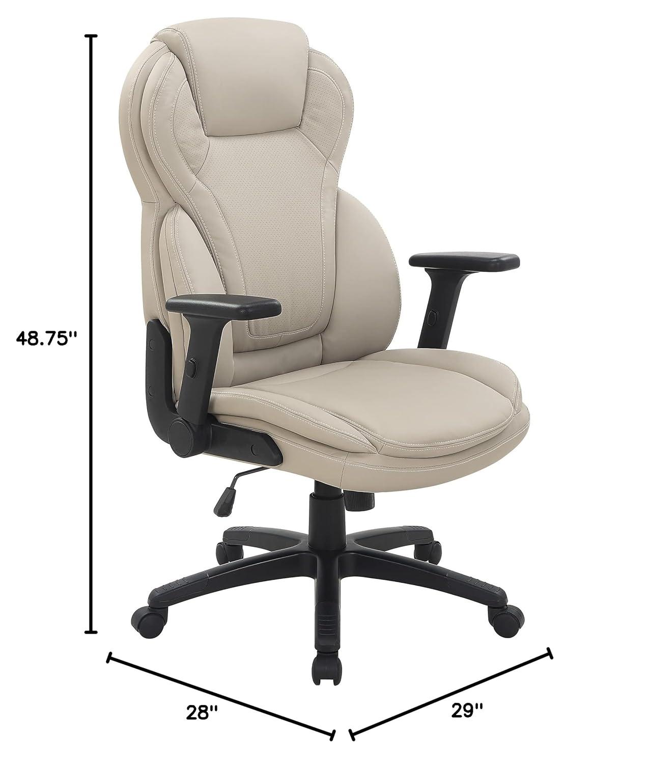 Executive High Back Taupe Gray Bonded Leather Office Chair