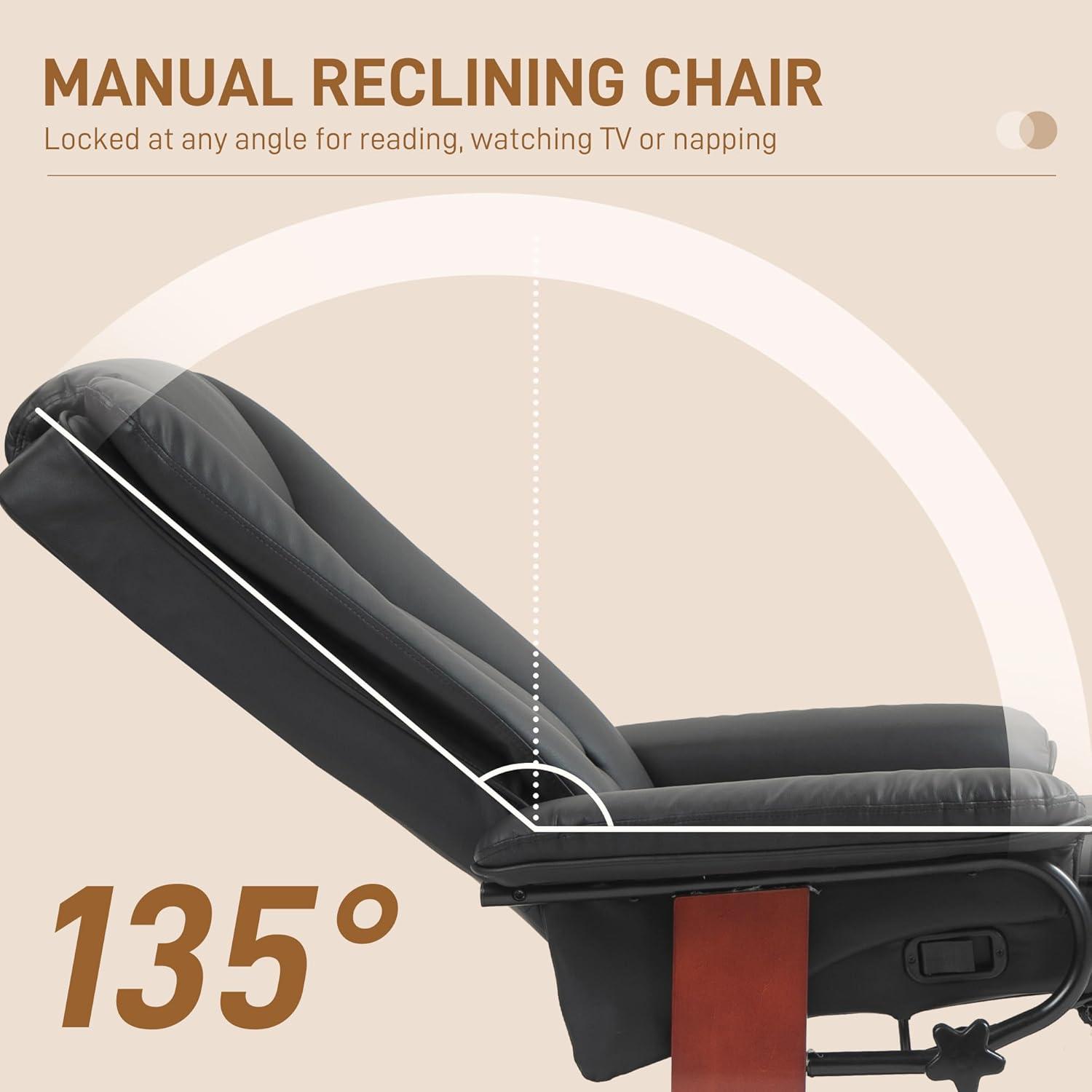 Manual Swivel Recliner Chair, Reclining Chair With Footrest For Living Room