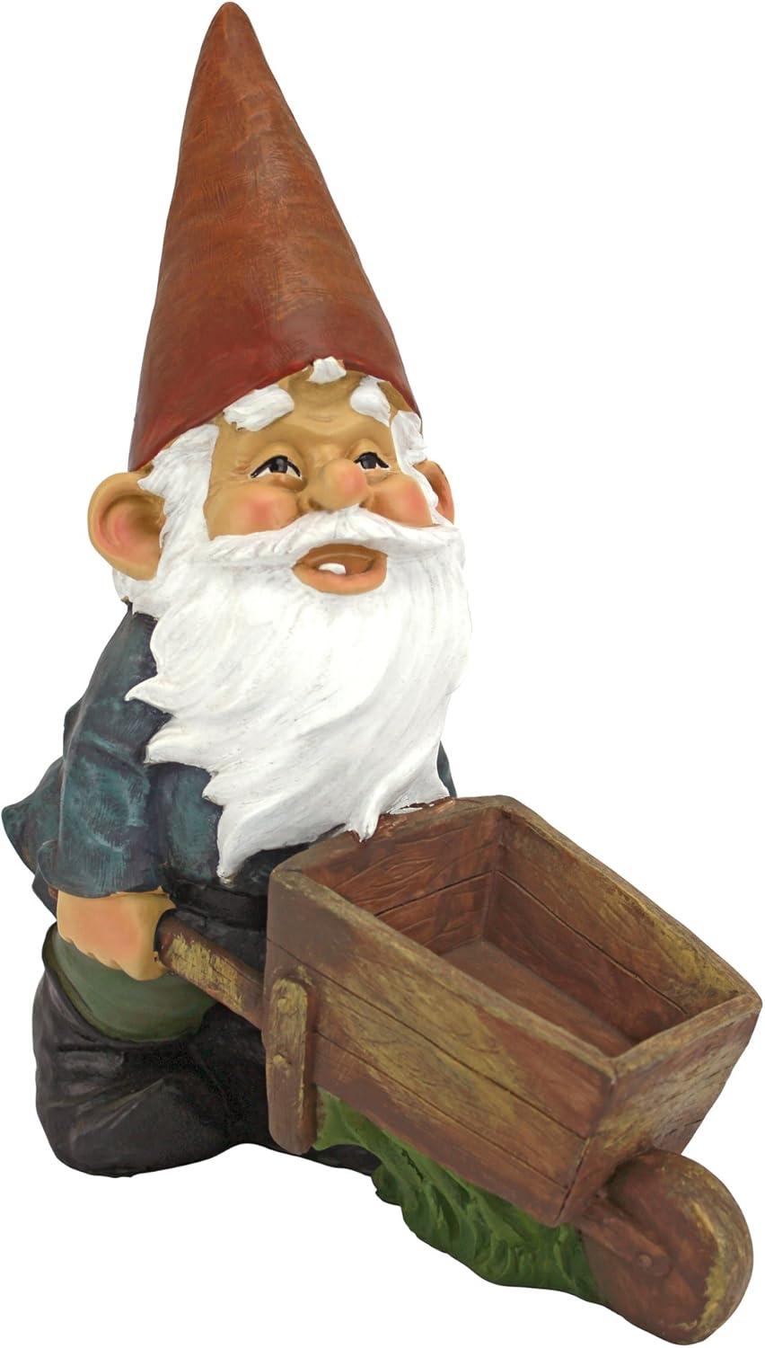 Wheelbarrow Willie Garden Gnome Statue