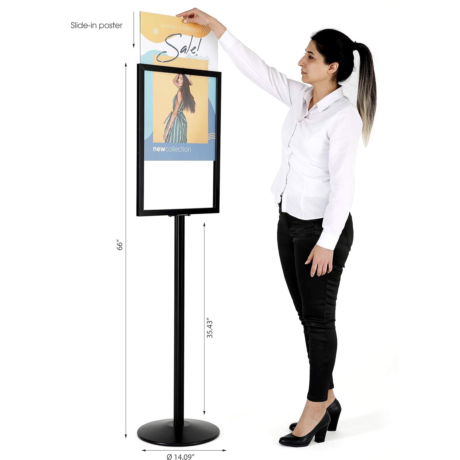 Black Aluminum Floor Standing Double-Sided 22x28 Inch Poster Frame