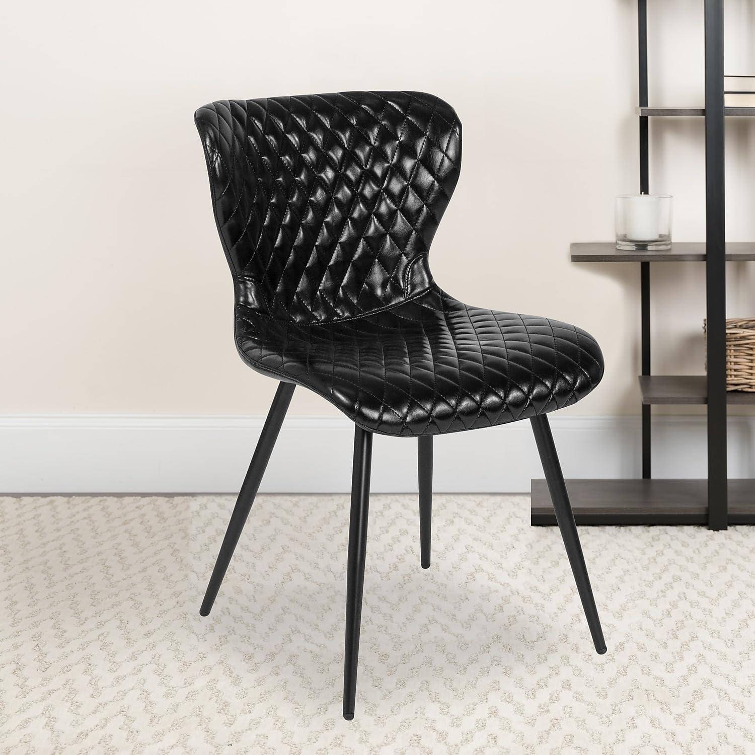 Elegant Bristol Black Vinyl and Metal Side Chair