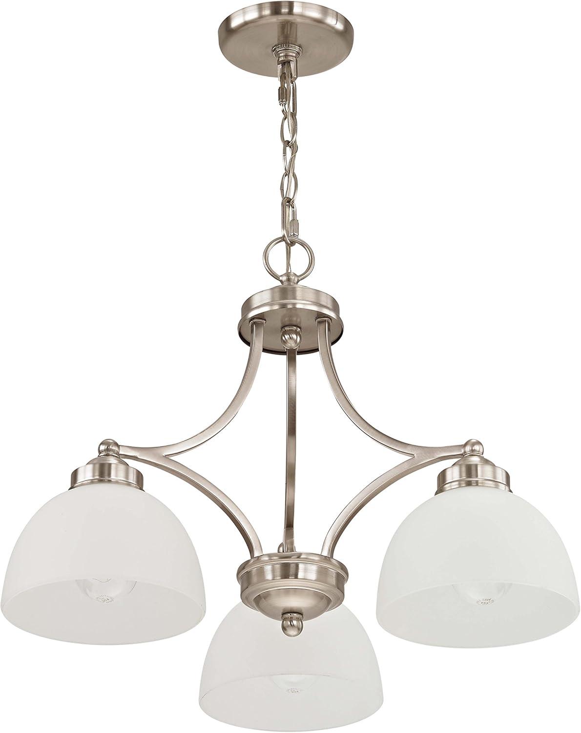 Somerset Mini 3-Light Chandelier in Brushed Nickel with Satin Glass