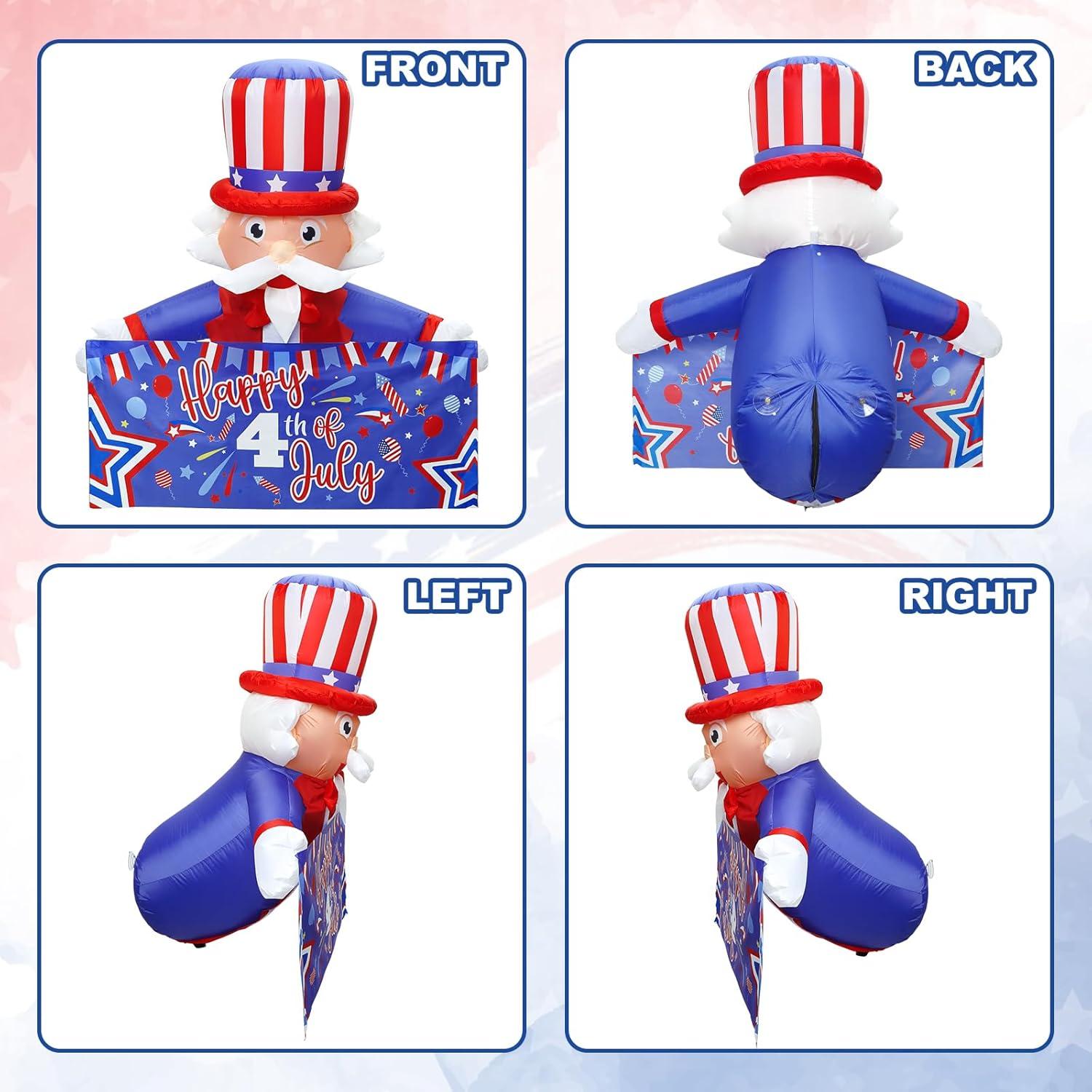 Gemmy Airblown Inflatable Uncle Sam, 4 ft Tall, Blue