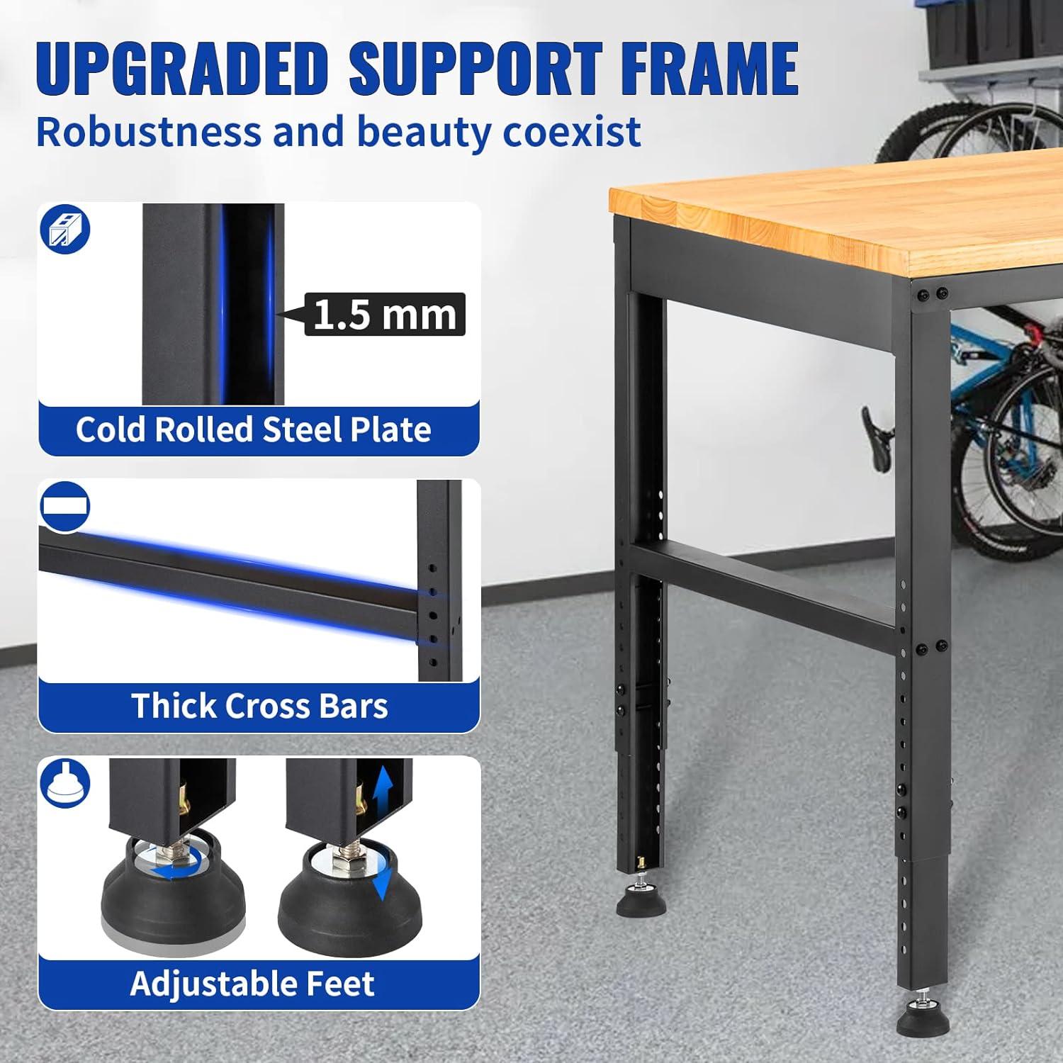 48'' W Wood Top Height-Adjustable Workbench