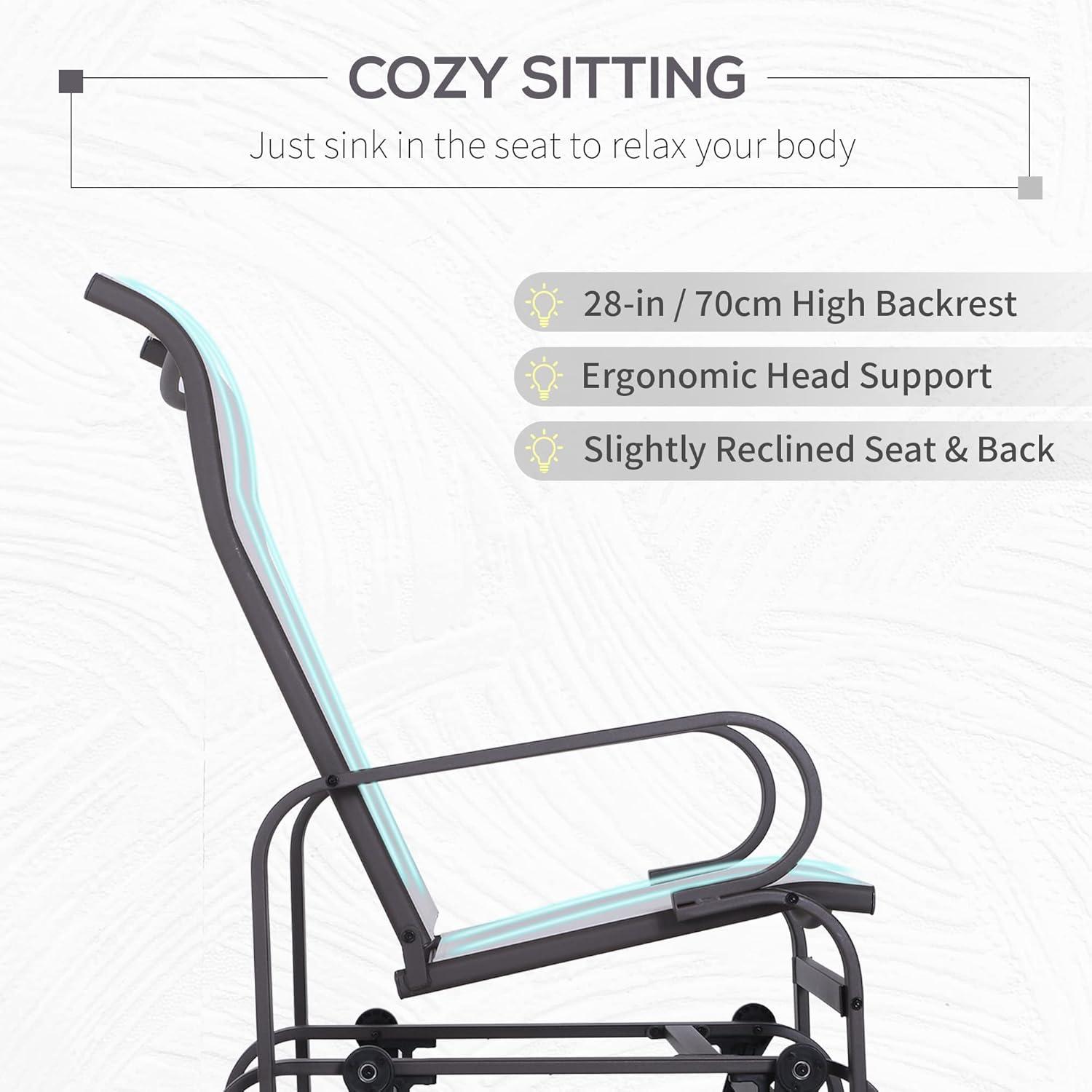 Outsunny Gliding Lounger Chair, Outdoor Swinging Chair with Smooth Rocking Arms and Lightweight Construction for Patio Backyard, White