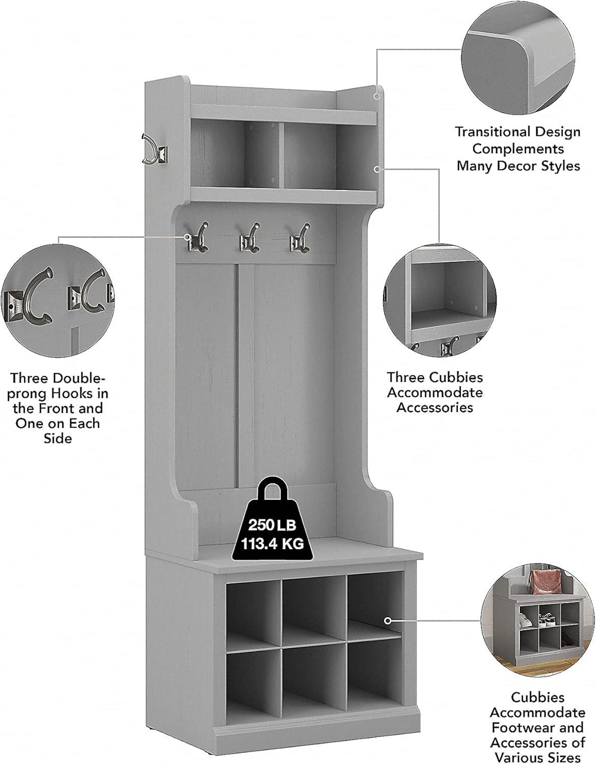 Woodland Full Entryway Storage Set with Doors in Cape Cod Gray - Engineered Wood