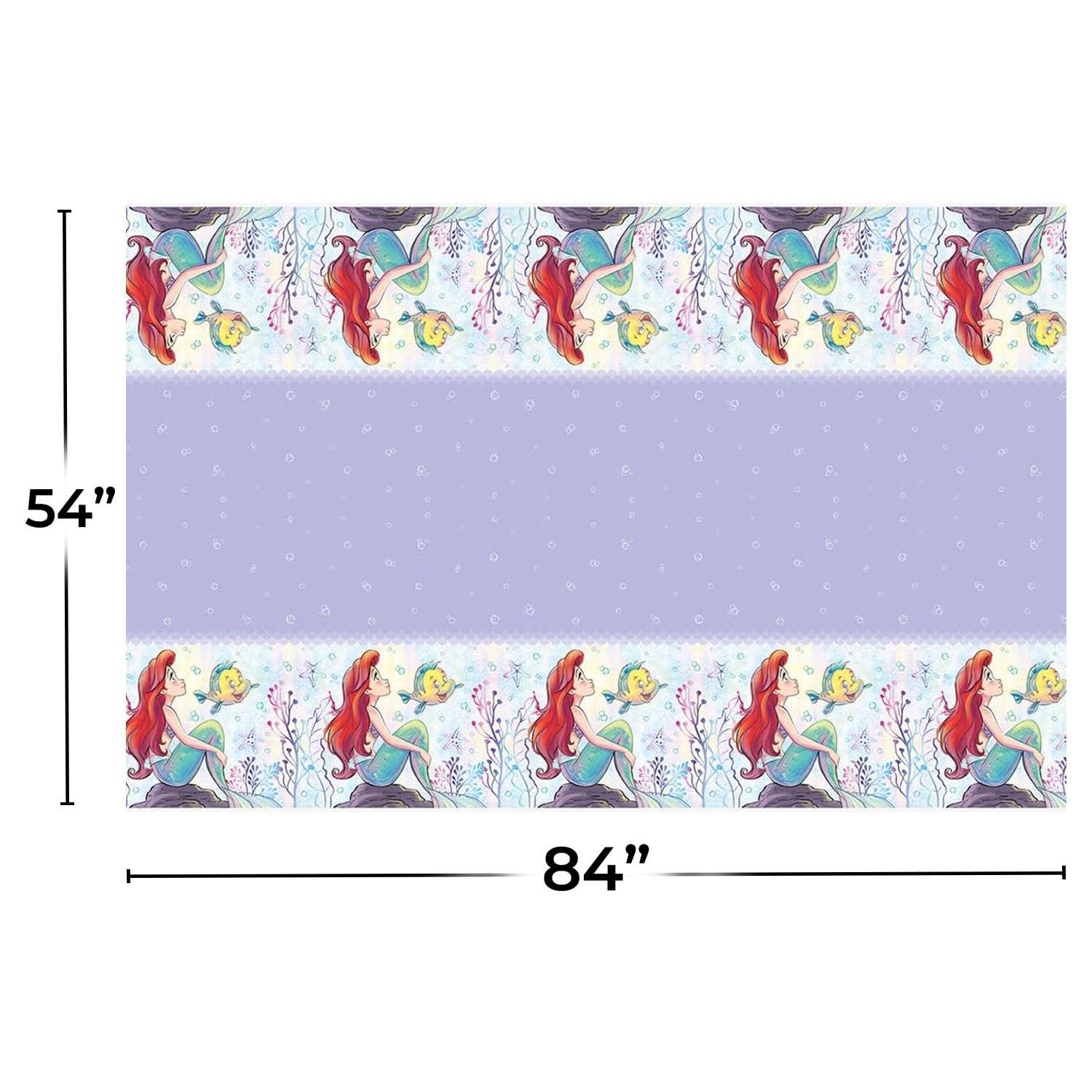 Unique Disney Ariel Rectangular Plastic Table Cover, blue/red/multicolor, 54" x 84"