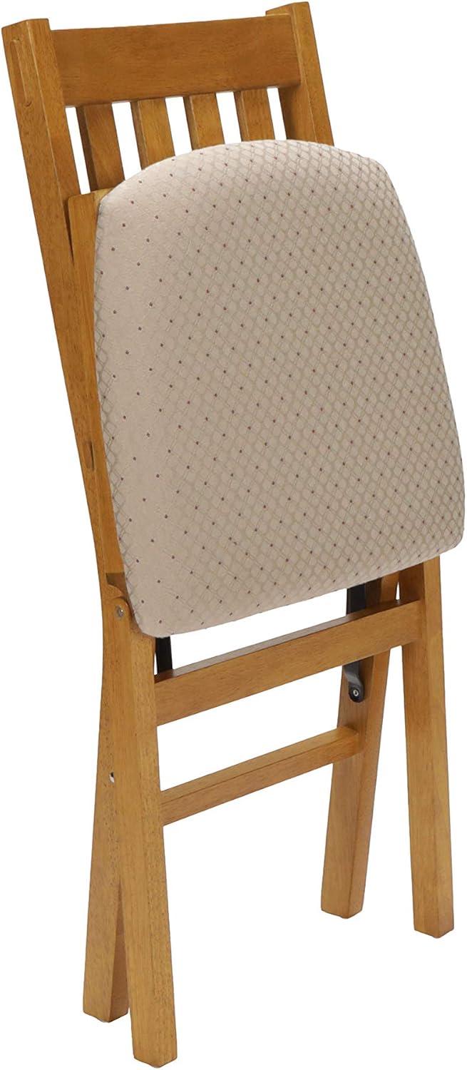 Arts and Craft Harwood Stakmore Adult Folding Chair with Blush Upholstery - Oak Finish