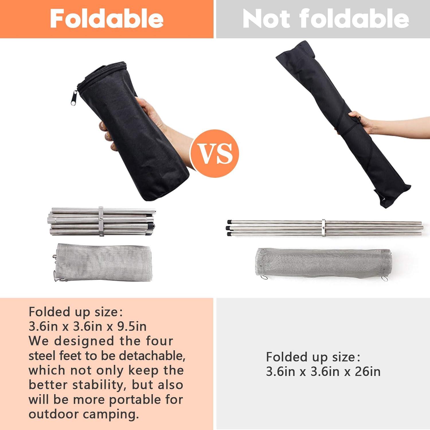 Portable Outdoor Fire Pit 22 Inch Upgrade Foldable Stainless Steel Mesh Fire Pit Wood Burning, Collapsible Fireplace Space Saving Perfect for Camping, Backyard, Patio, Garden (Carrying Bag Included)