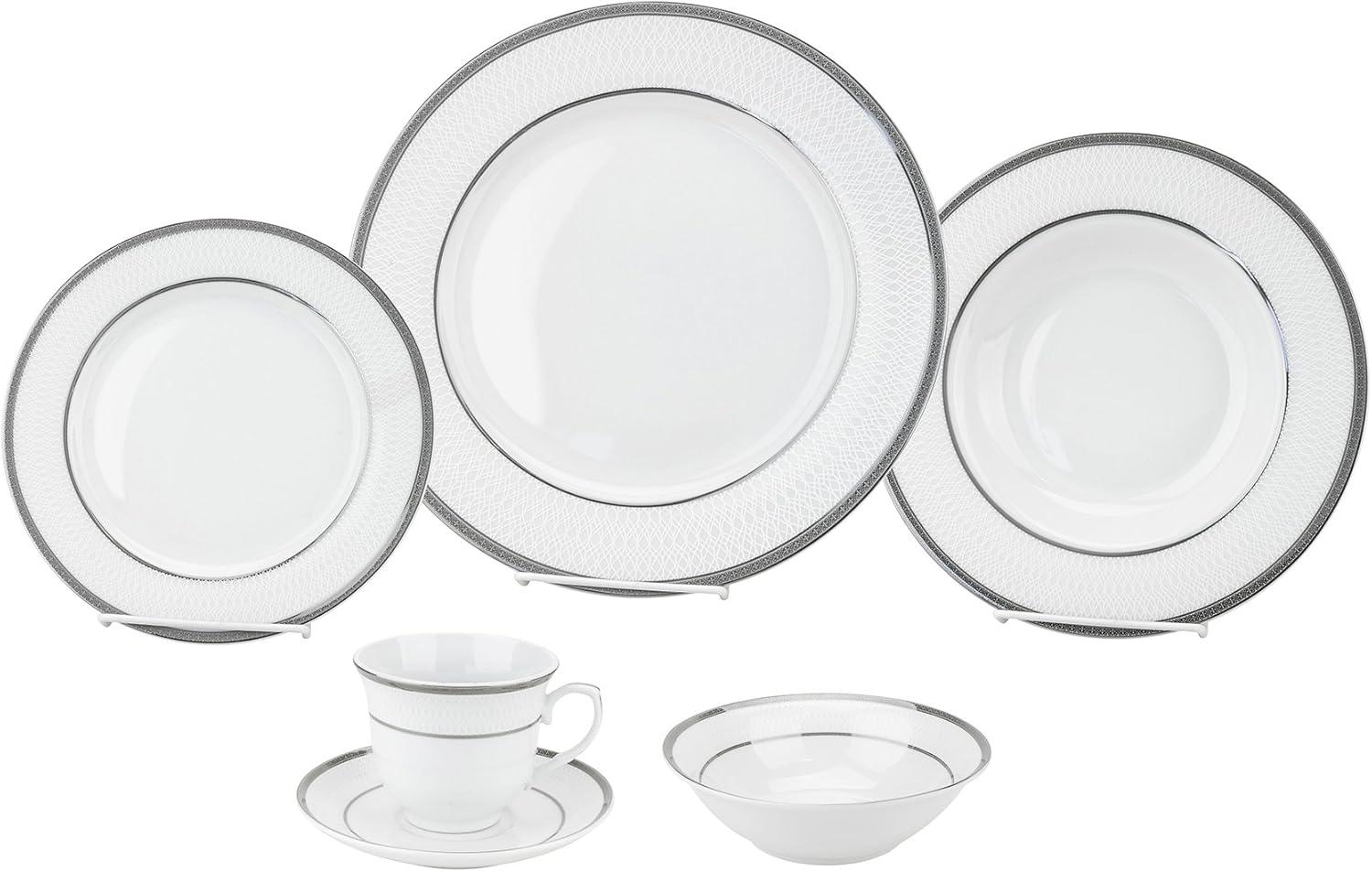 Lorren Home Trends 24 Piece Porcelain China Dinnerware Set - Service for 4