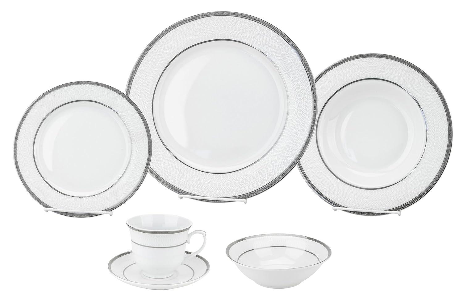 Lorren Home Trends 24 Piece Porcelain China Dinnerware Set - Service for 4