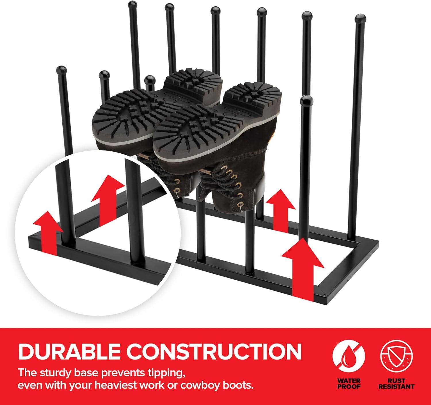 Black Metal 6-Shelf Tall Boot Storage Rack