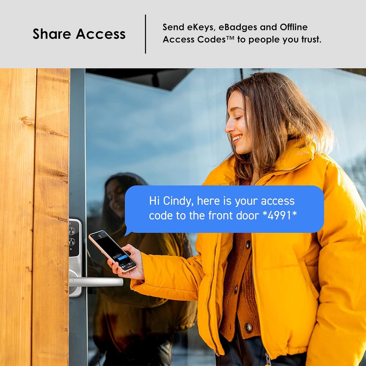 Lockly Smart Lock Model 6S, Bluetooth Smart Door Lock, Keyless Entry Door Lock, Touchscreen Keypad, App Control, eKeys and Offline Access Code, Auto Lock - Satin Nickel