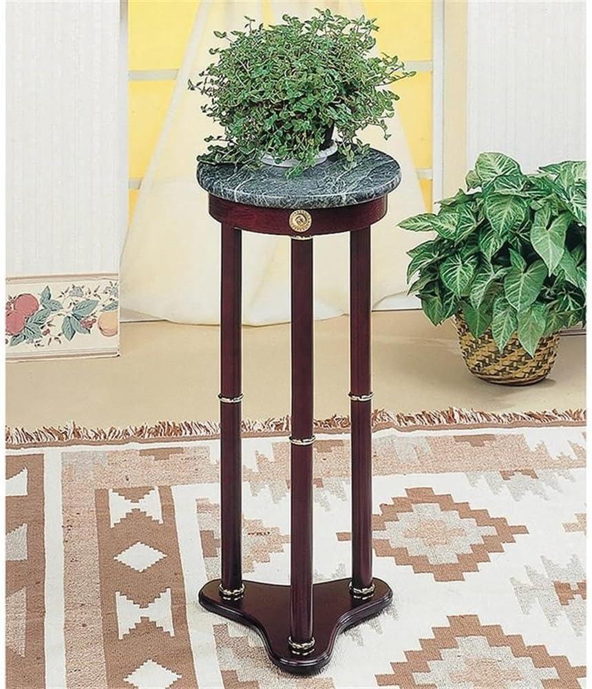 Merlot and Green Round Marble Top Accent Table