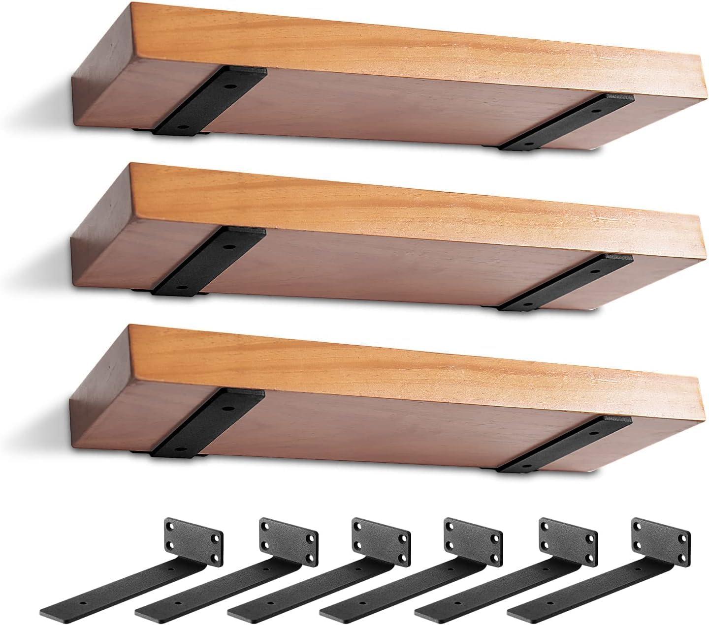 6-Pack Black Powder Coated Heavy Duty Wall Shelf Brackets