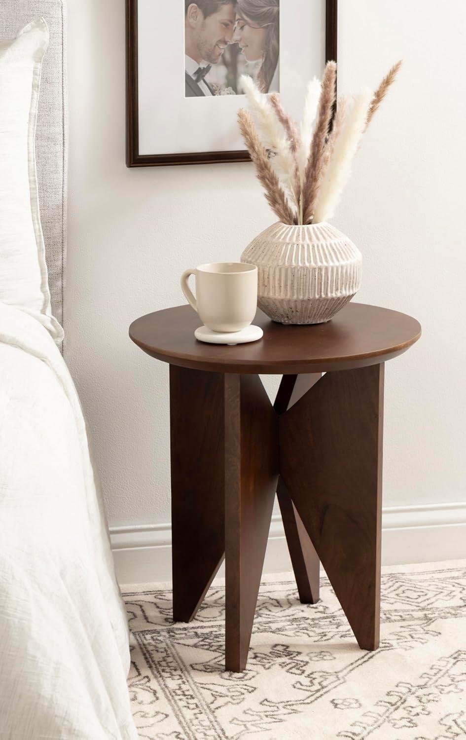 Kate and Laurel Faiza Wood Side Table, 18x18x20, Walnut Brown