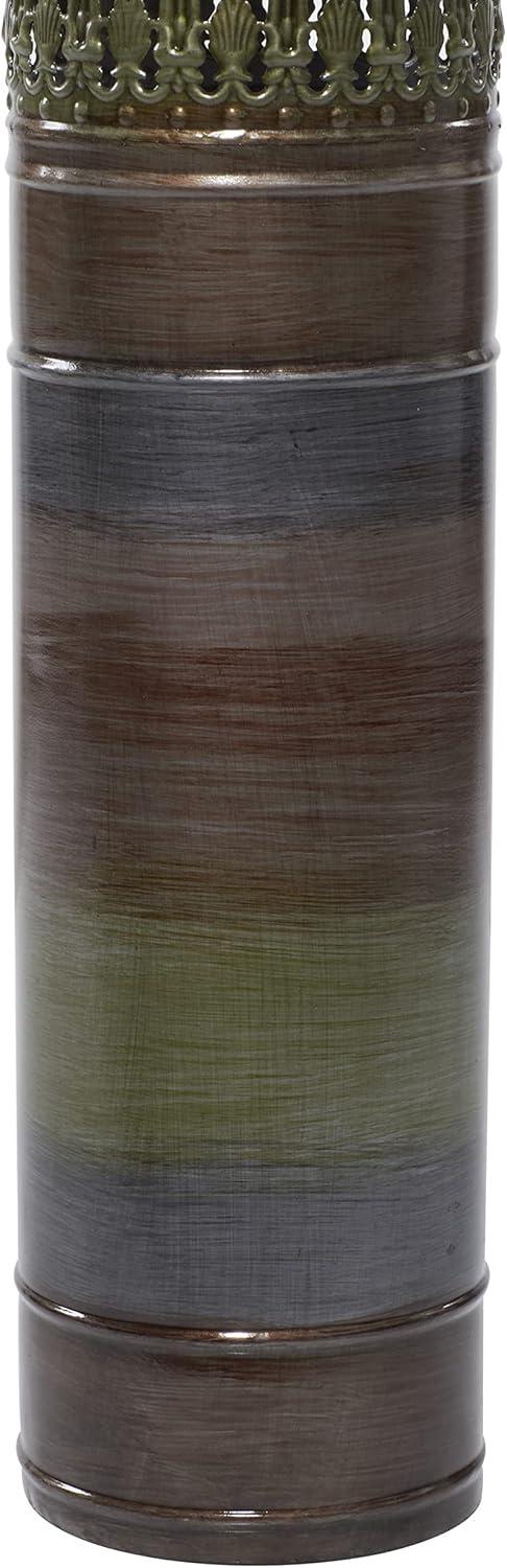 DecMode 34", 31", 28"H Tall Ombre Bronze Metal Vase with Laser Cut Antefix Design, Set of 3