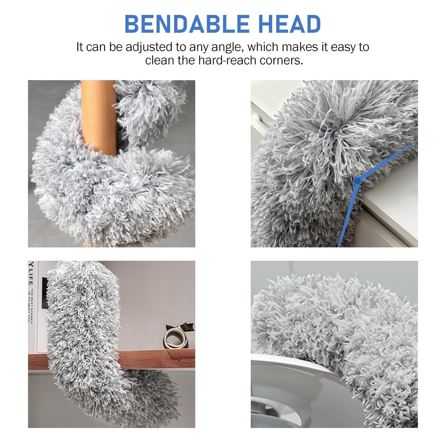 SetSail Extra-Long Dusters with Extension Pole 100-inch for Cleaning, Bendable Microfiber Head Washable Ceiling Fan Duster for High Ceilings, Furniture