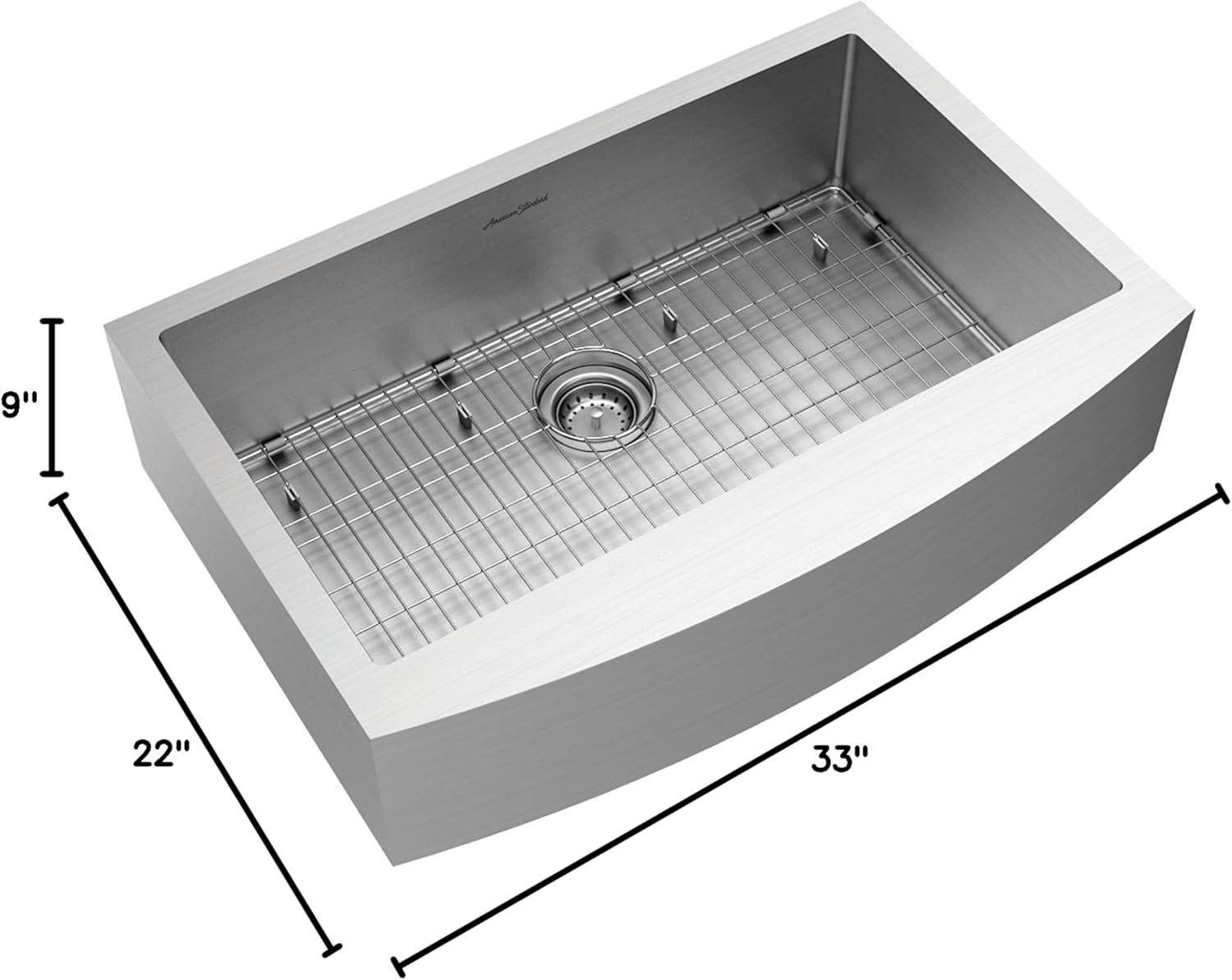 Pekoe 33'' L Farmhouse / Apron Single Bowl Stainless Steel Kitchen Sink